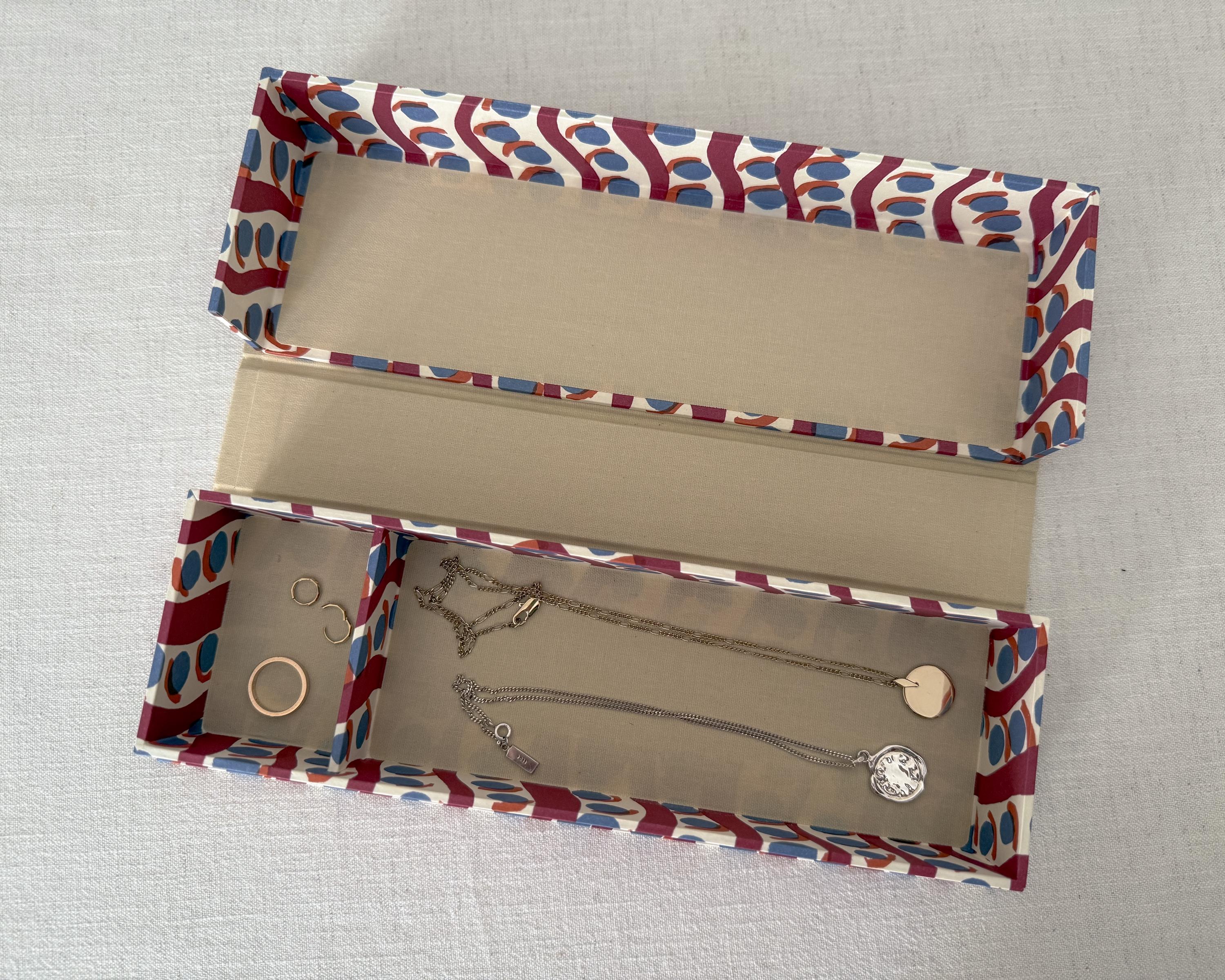 Burgundy & Blue Desk Organiser — Large