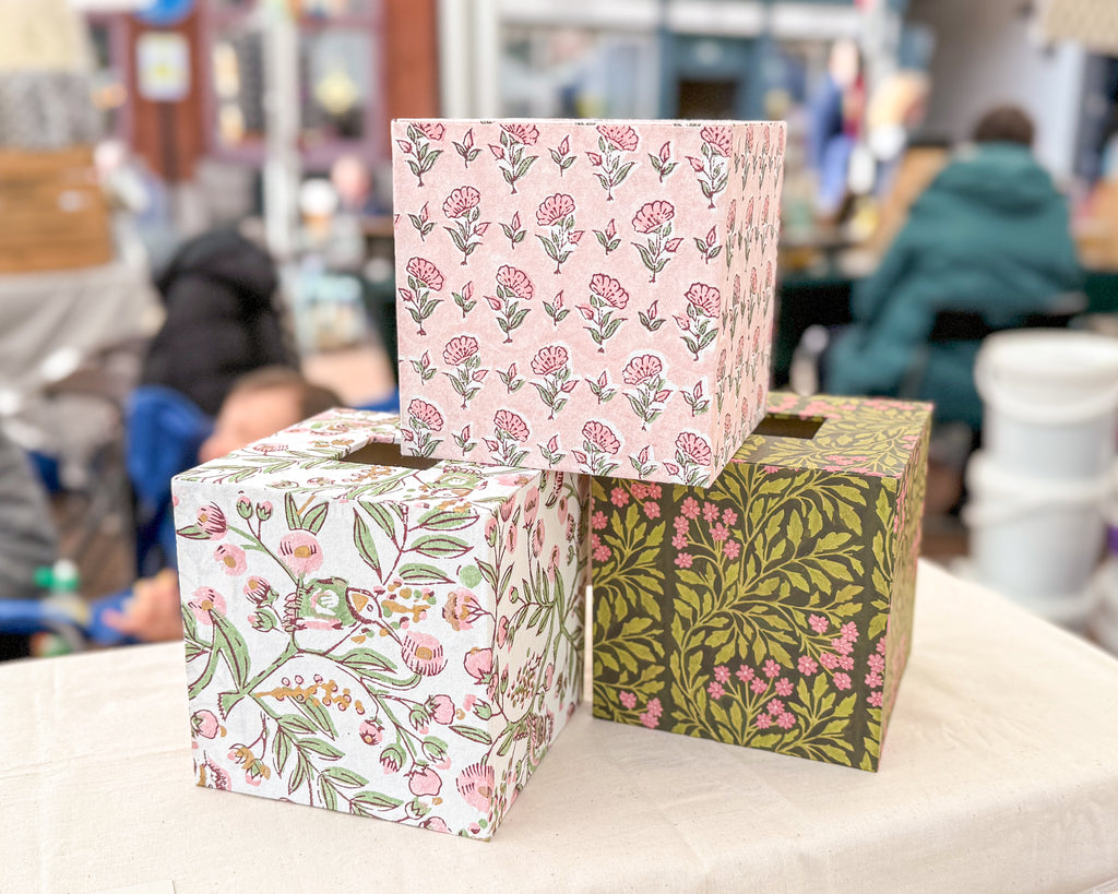 Pink Floral Tissue Box Cover