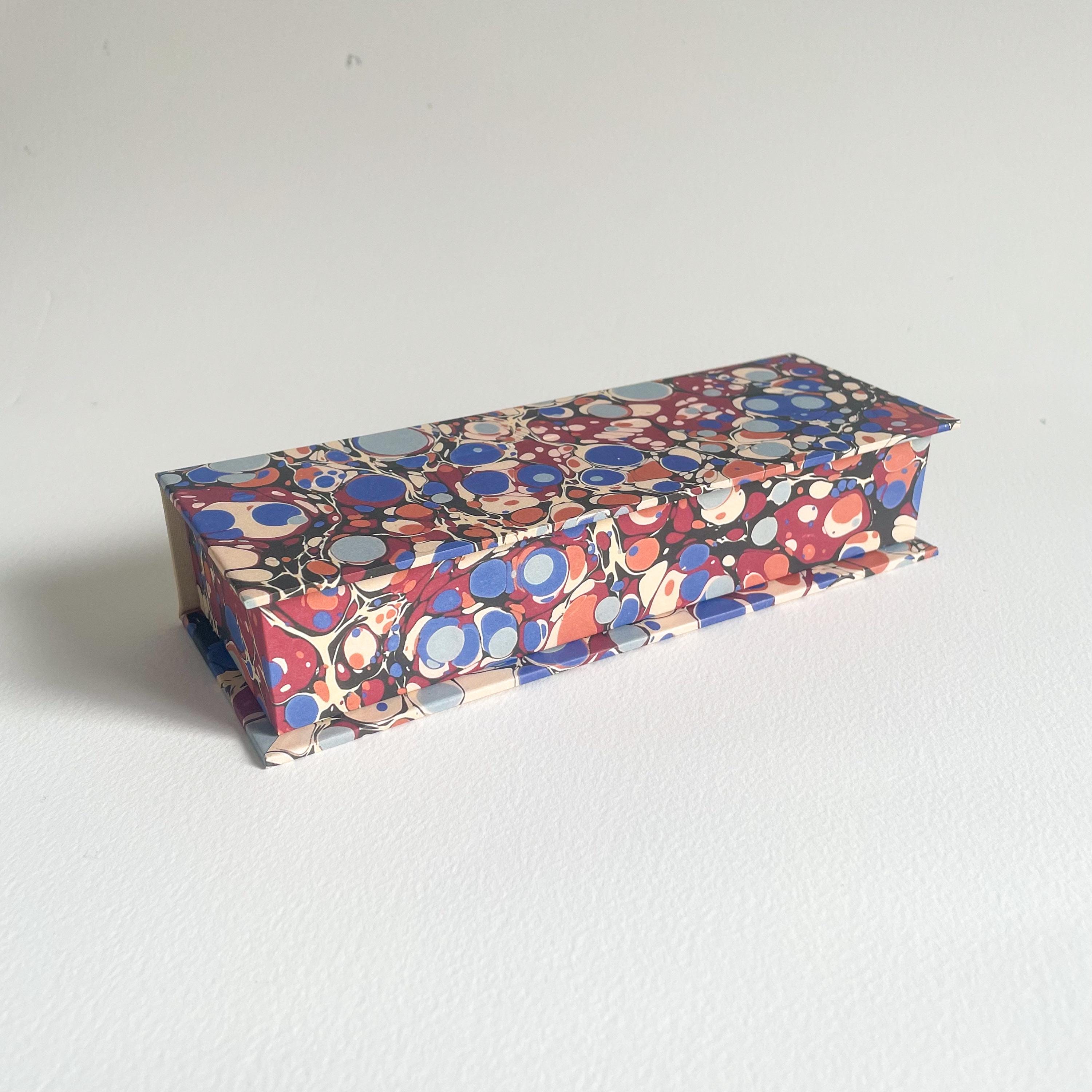 Burgundy & Blue Marbled Desk Organiser — Small