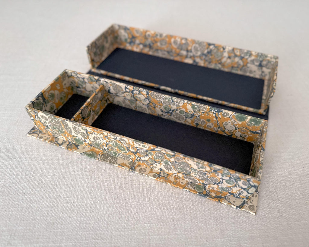 Mustard Yellow Marbled Desk Organiser — Large