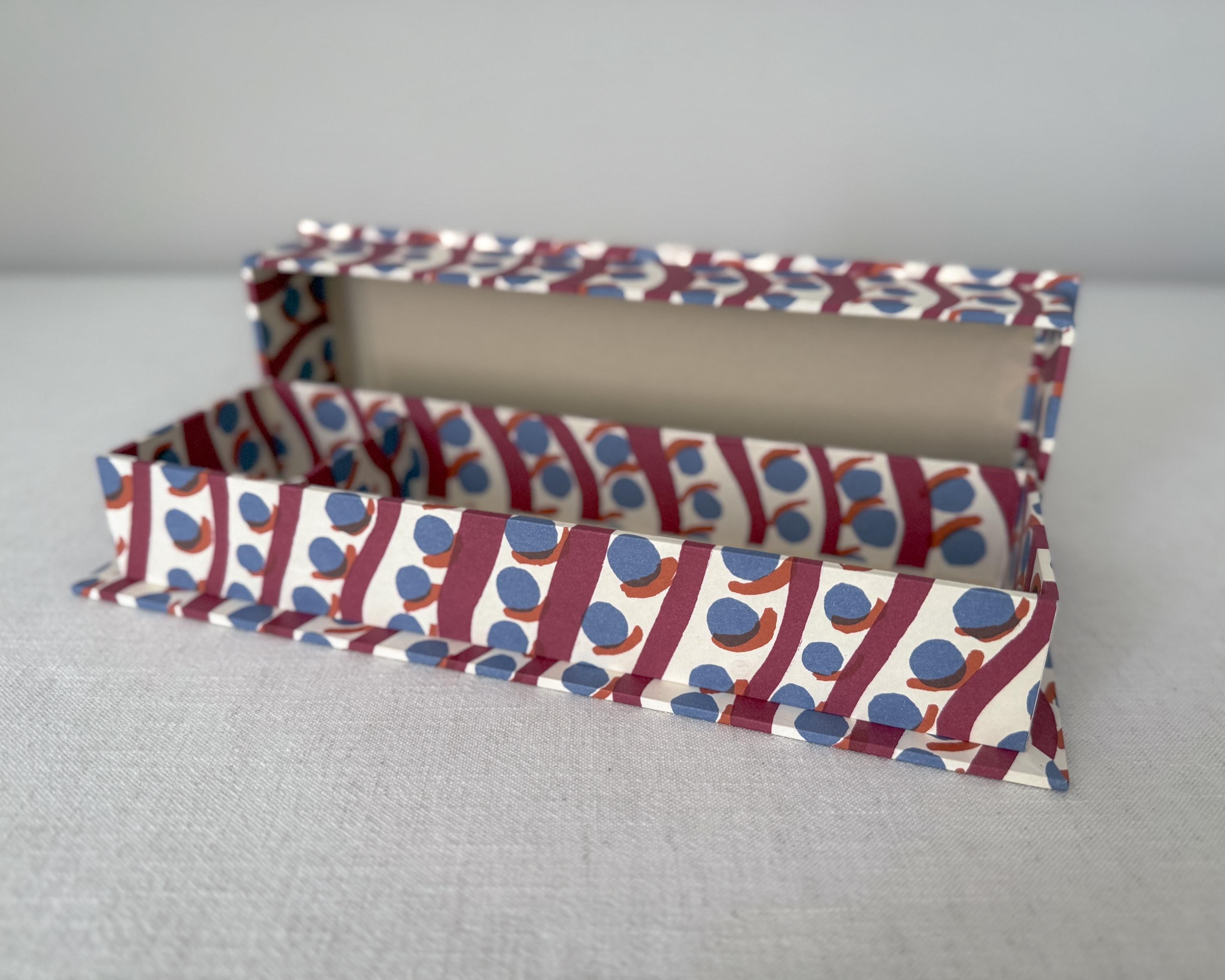 Burgundy & Blue Desk Organiser — Large