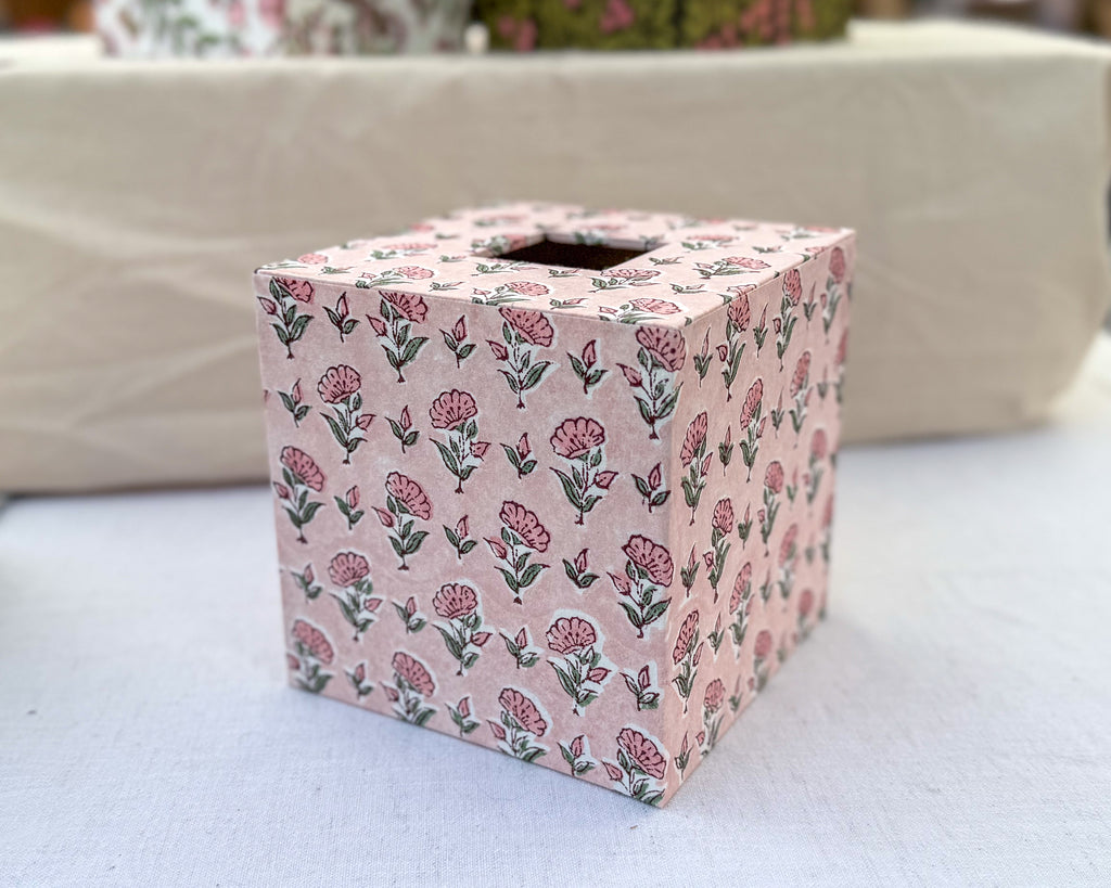 Pink Floral Tissue Box Cover