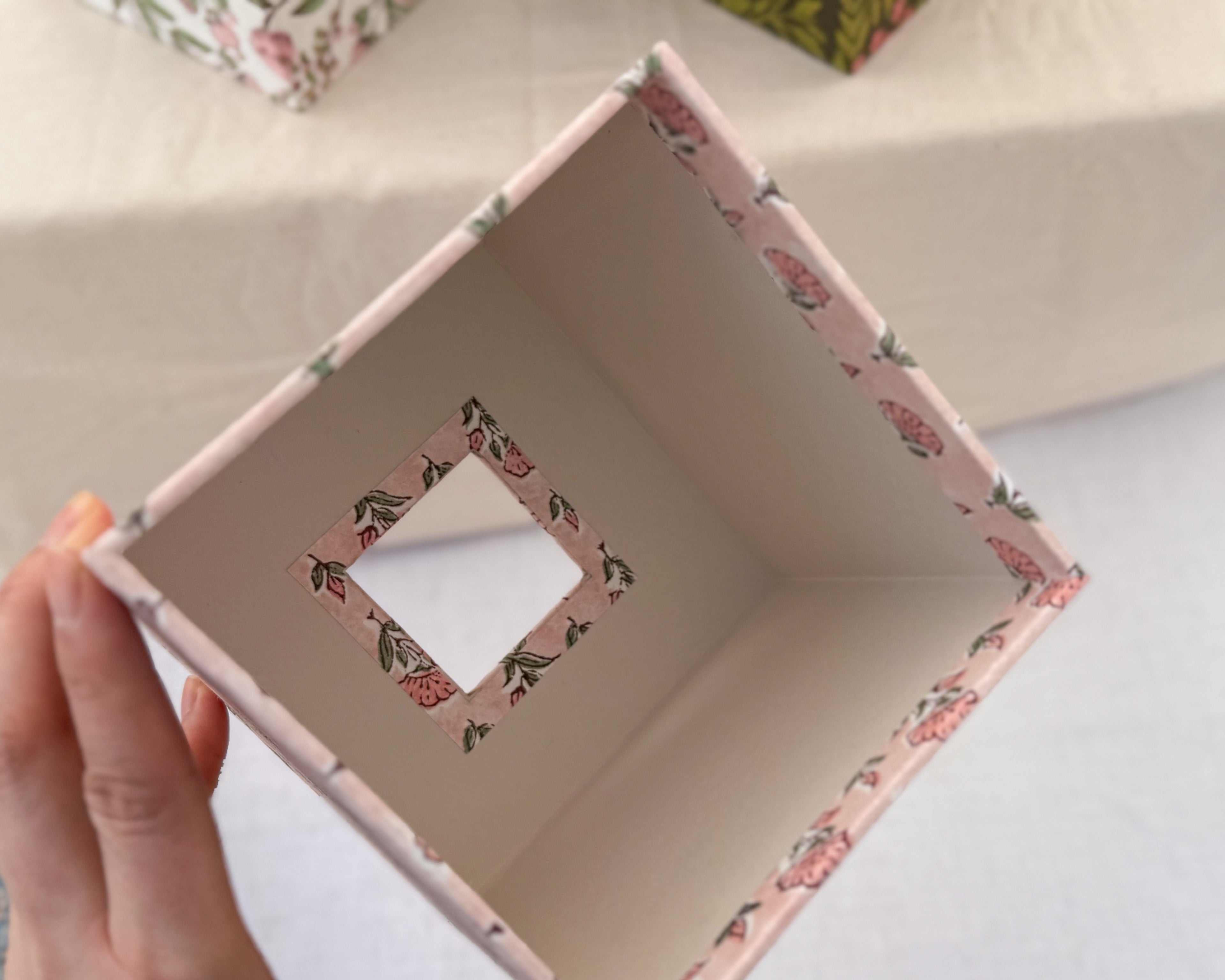 Pink Floral Tissue Box Cover