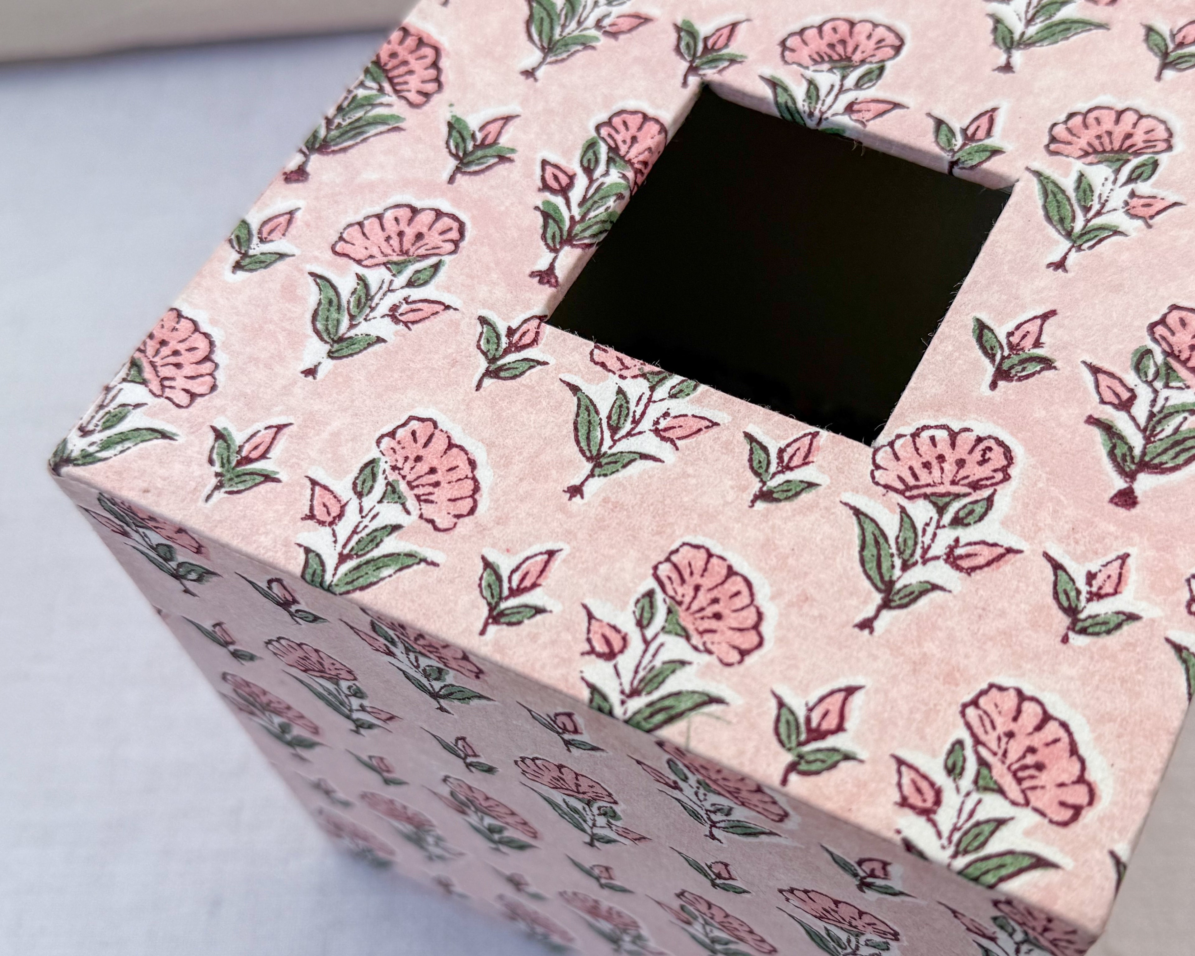 Pink Floral Tissue Box Cover