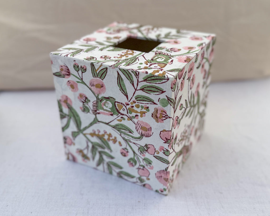 Pink Floral Tissue Box Cover