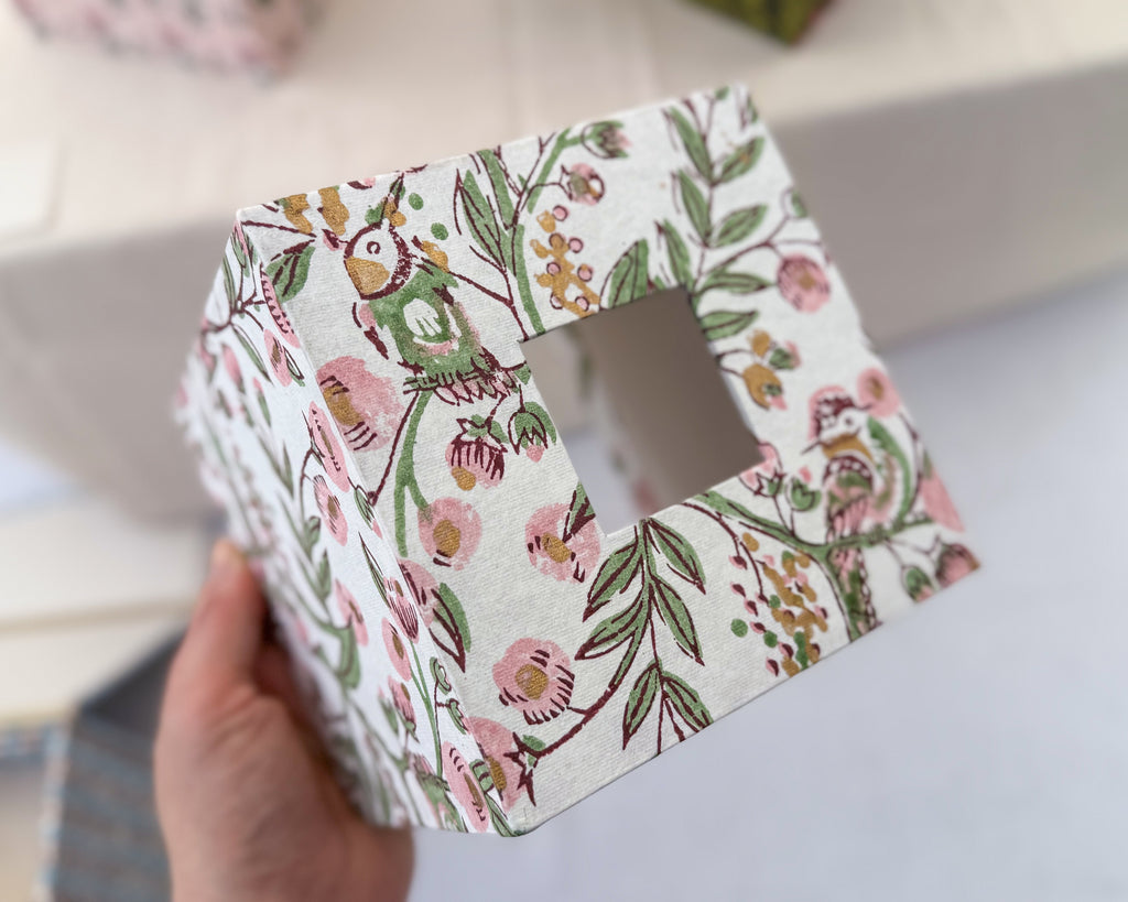 Pink Floral Tissue Box Cover
