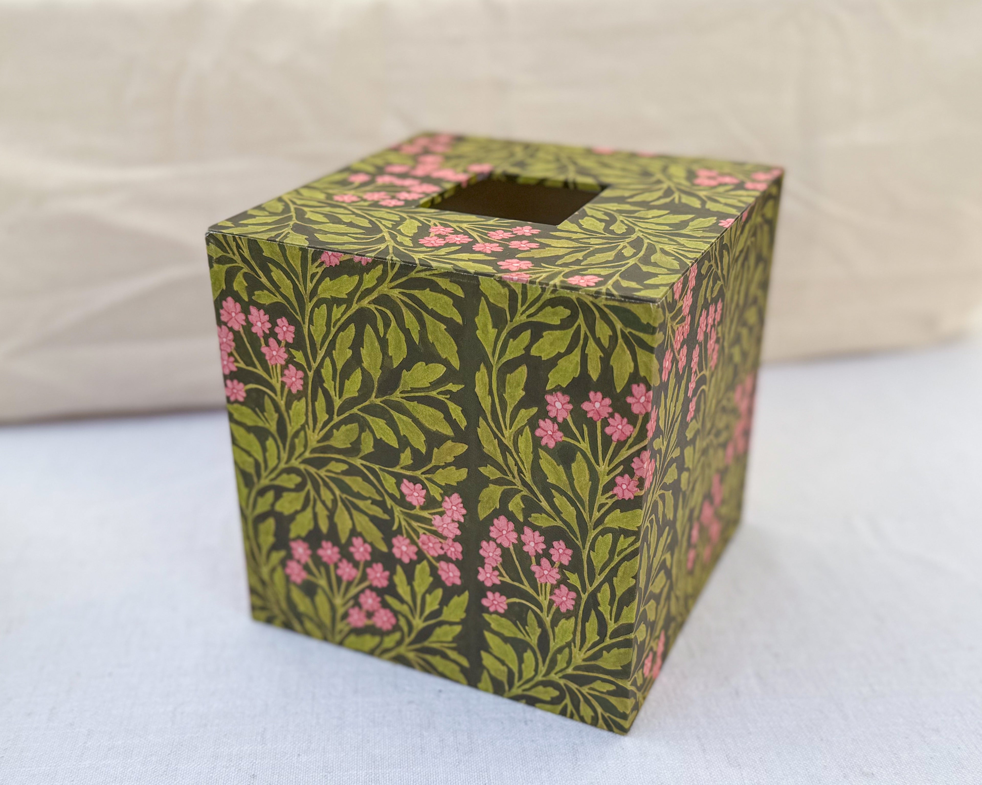Pink Floral Tissue Box Cover
