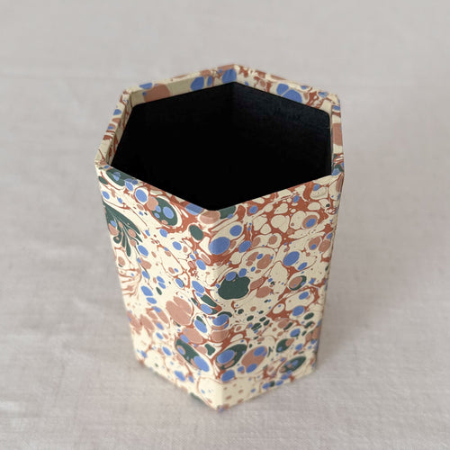 Marbled Hexagonal Pen Pot