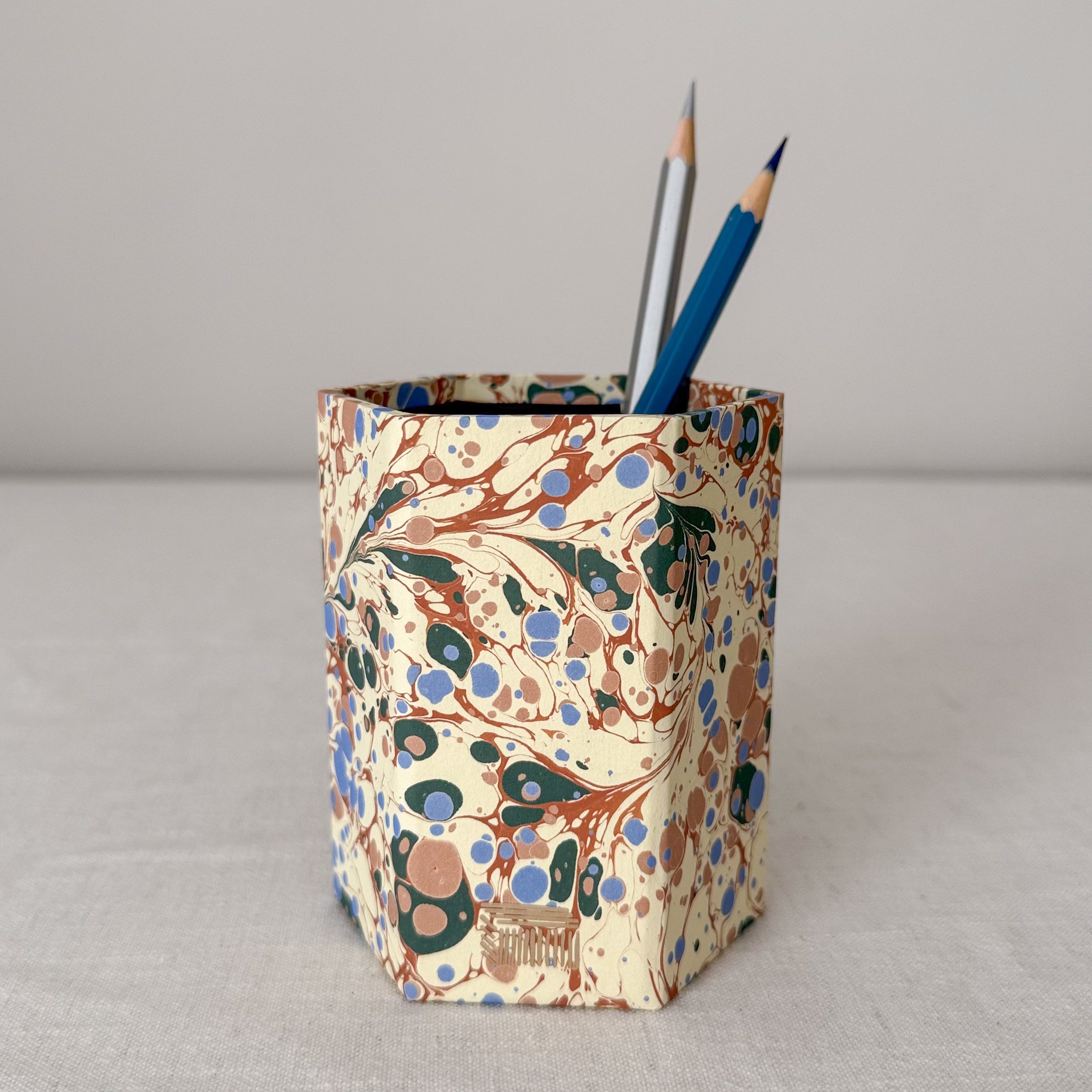 Marbled Hexagonal Pen Pot