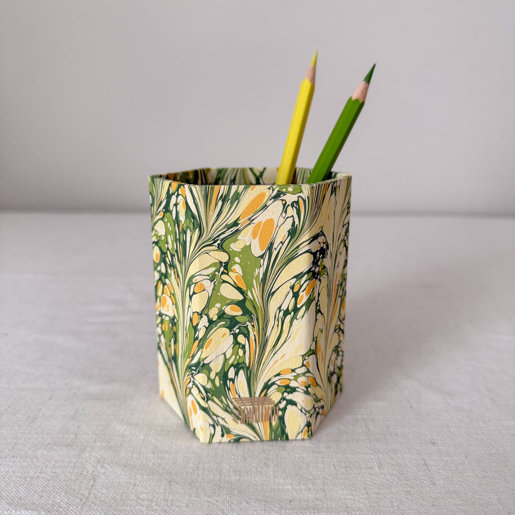 Marbled Hexagonal Pen Pot