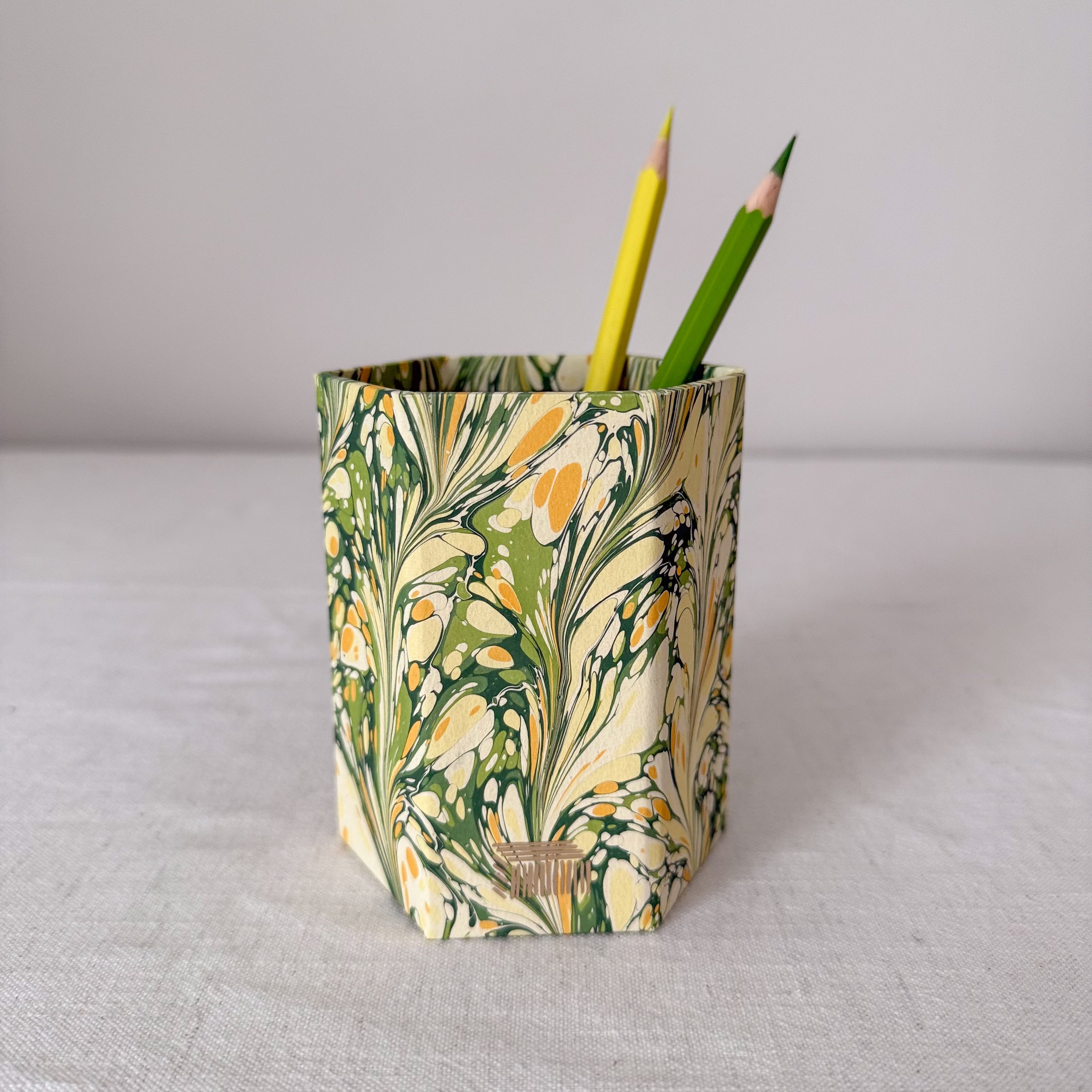 Marbled Hexagonal Pen Pot