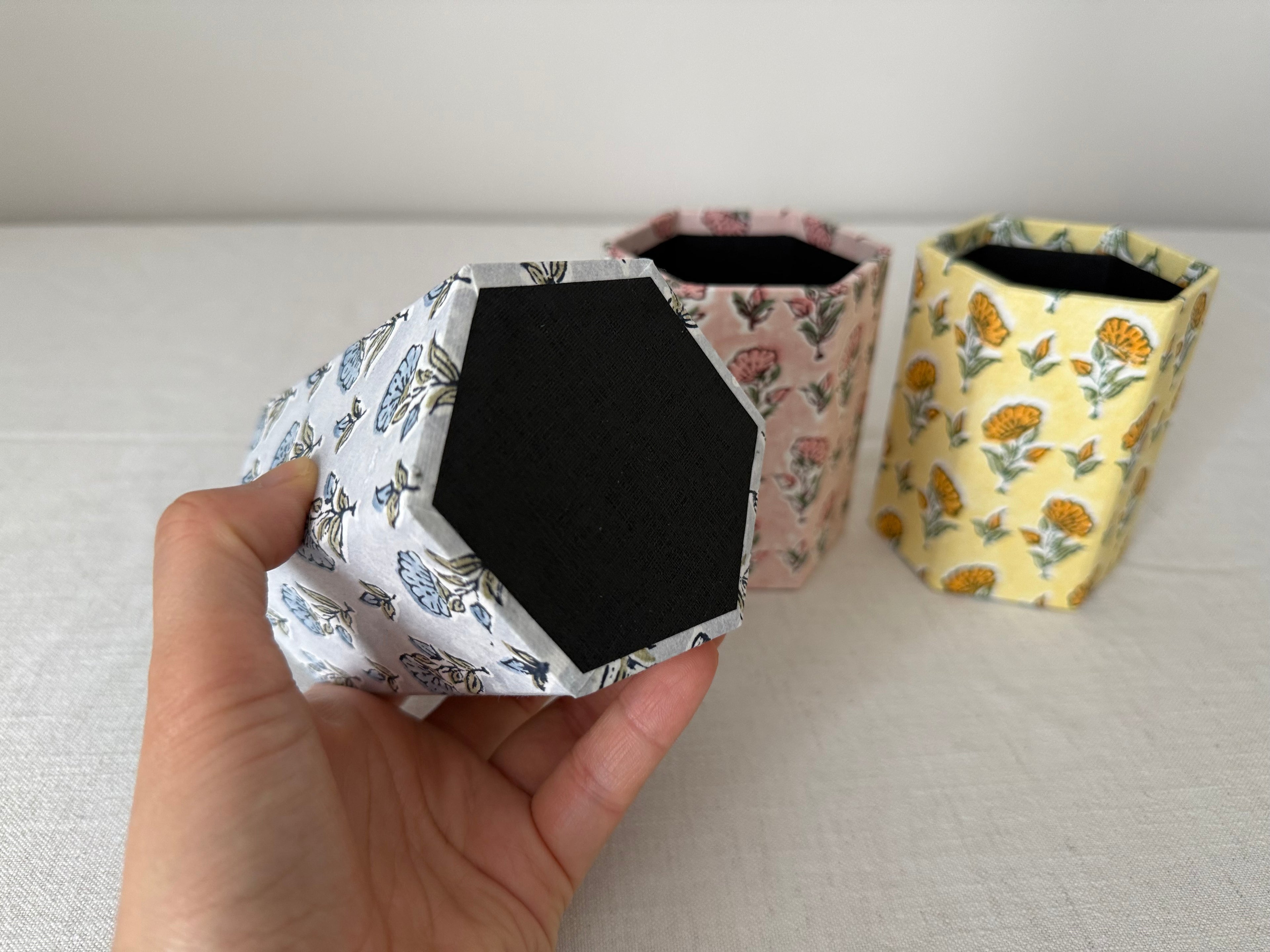 Floral Hexagonal Pen Pot — Block Print
