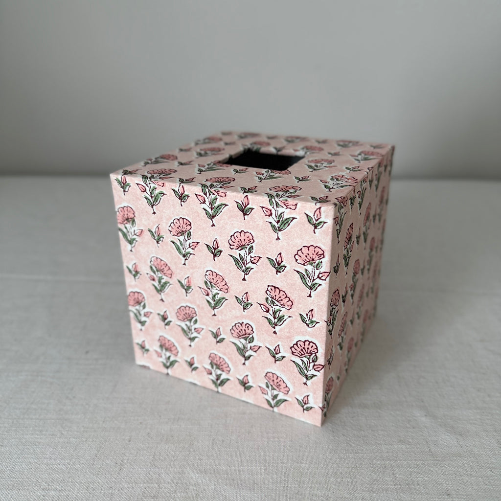Floral Tissue Box Cover — Block Print