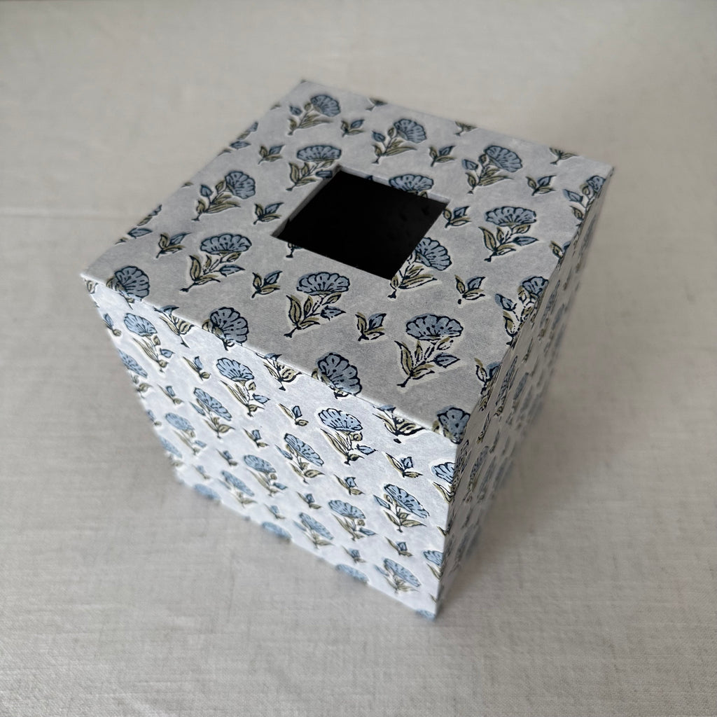 Floral Tissue Box Cover — Block Print