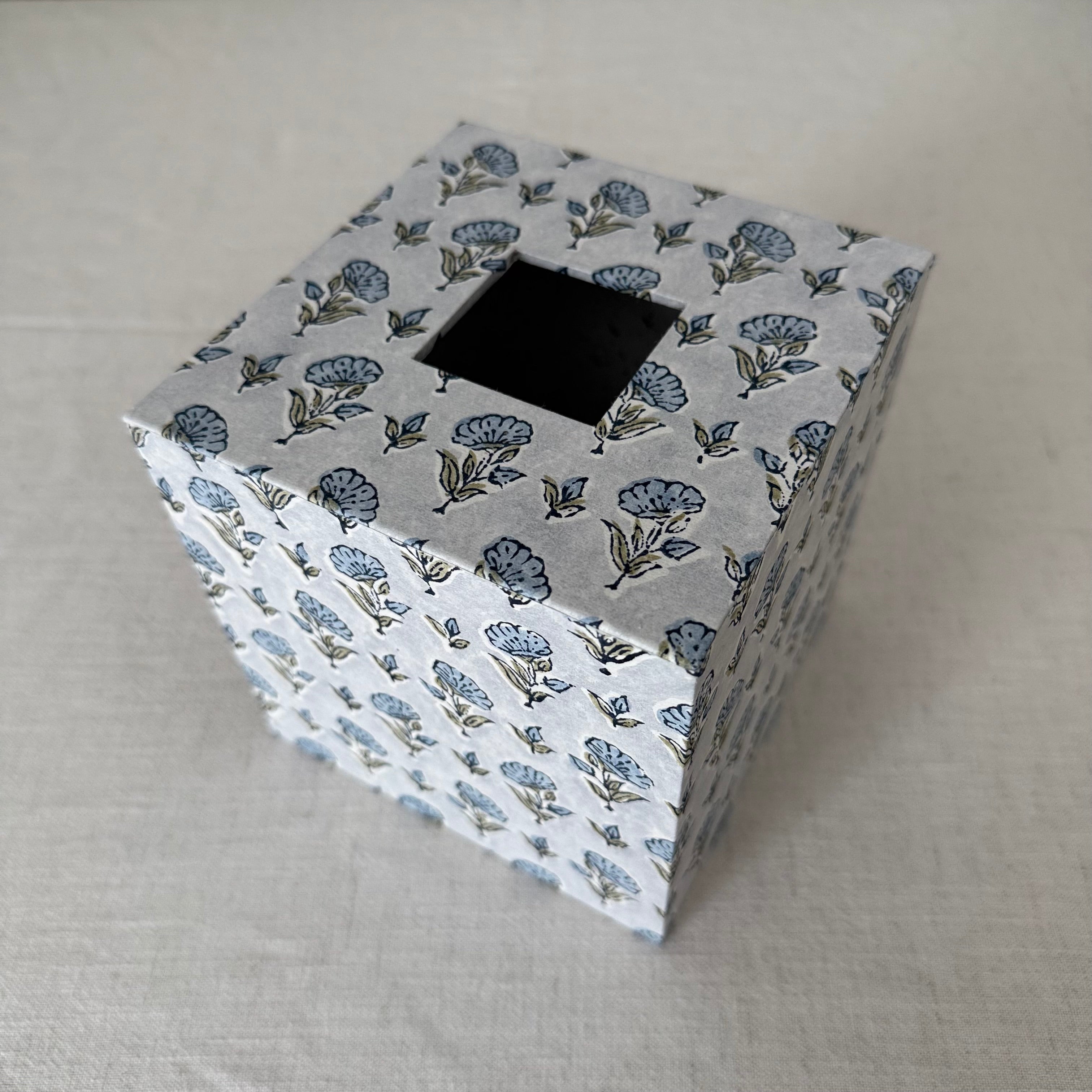 Floral Tissue Box Cover — Block Print