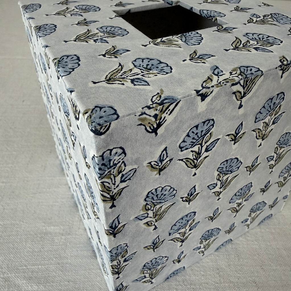 Floral Tissue Box Cover — Block Print