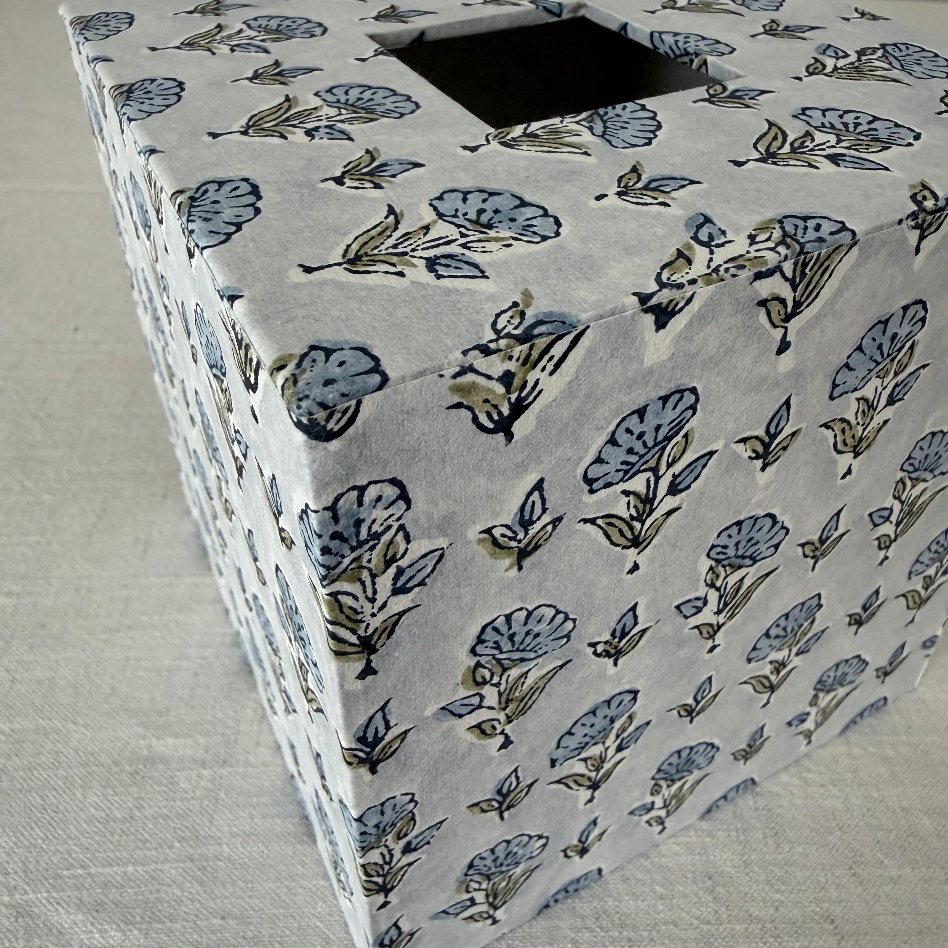 Floral Tissue Box Cover — Block Print
