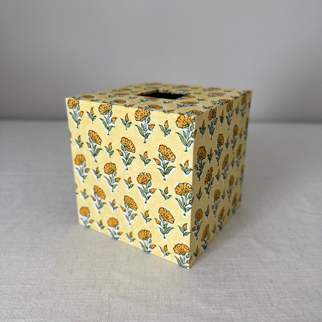 Floral Tissue Box Cover — Block Print