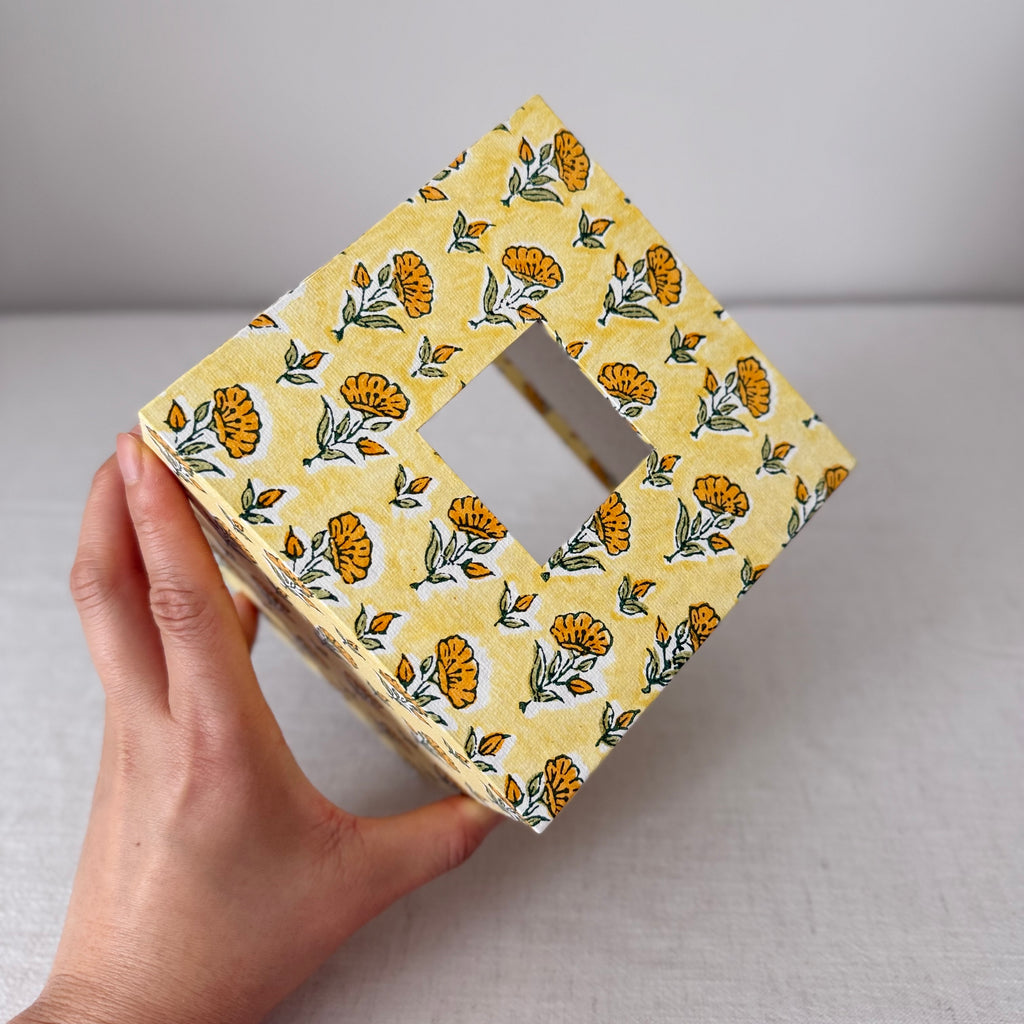 Floral Tissue Box Cover — Block Print