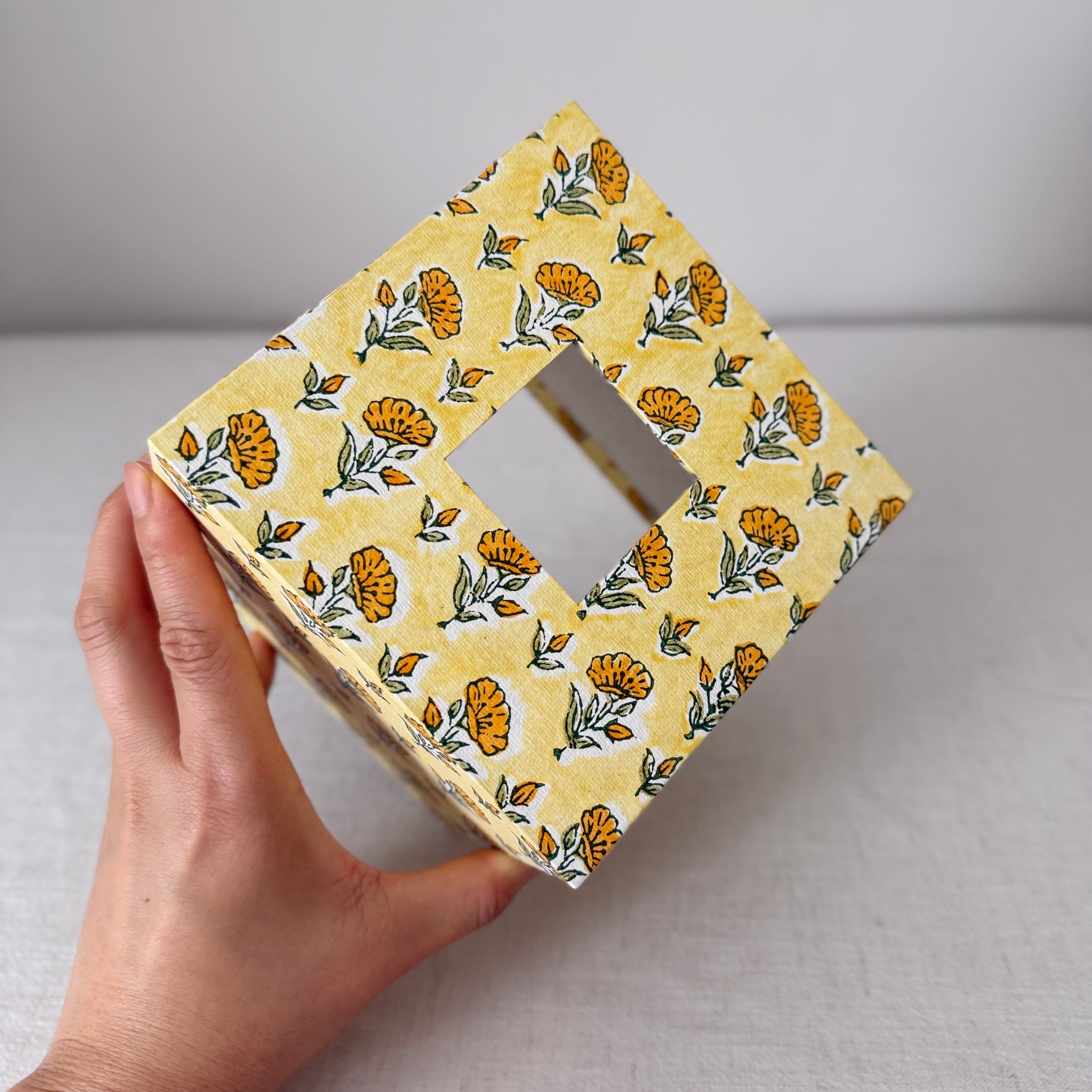 Floral Tissue Box Cover — Block Print