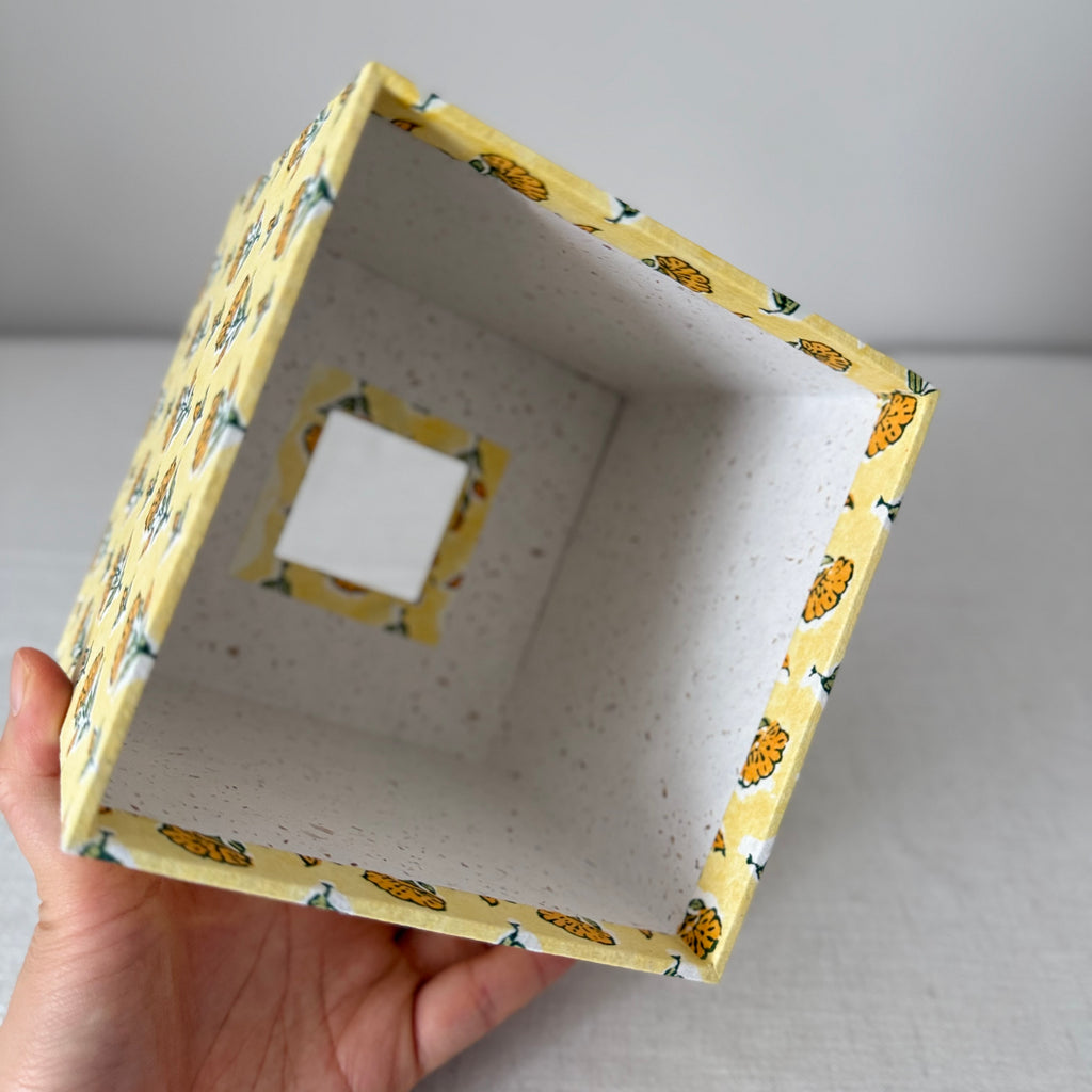 Floral Tissue Box Cover — Block Print