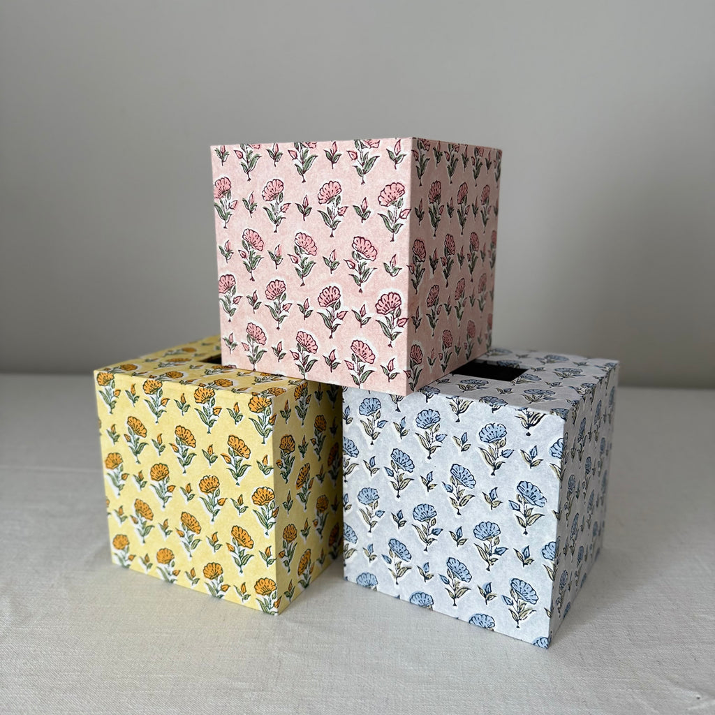 Floral Tissue Box Cover — Block Print