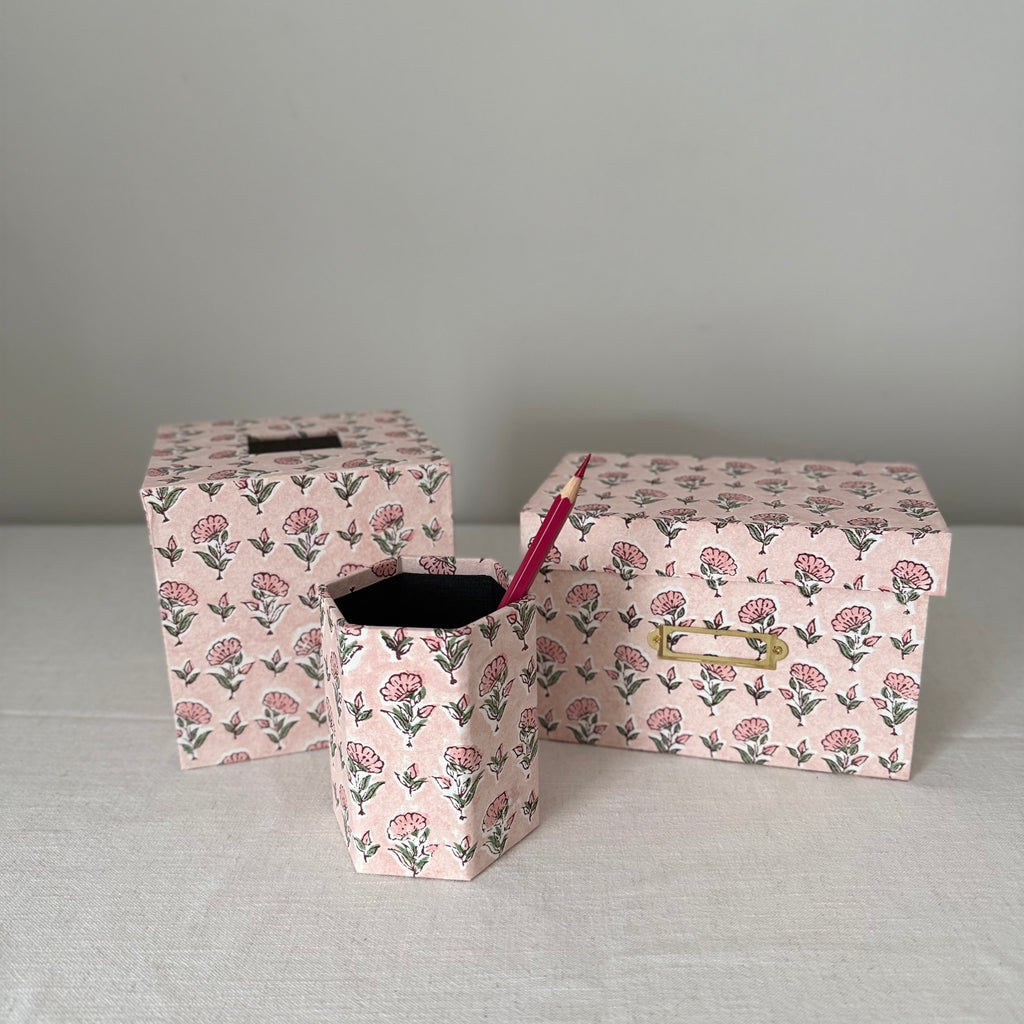 Floral Hexagonal Pen Pot — Block Print