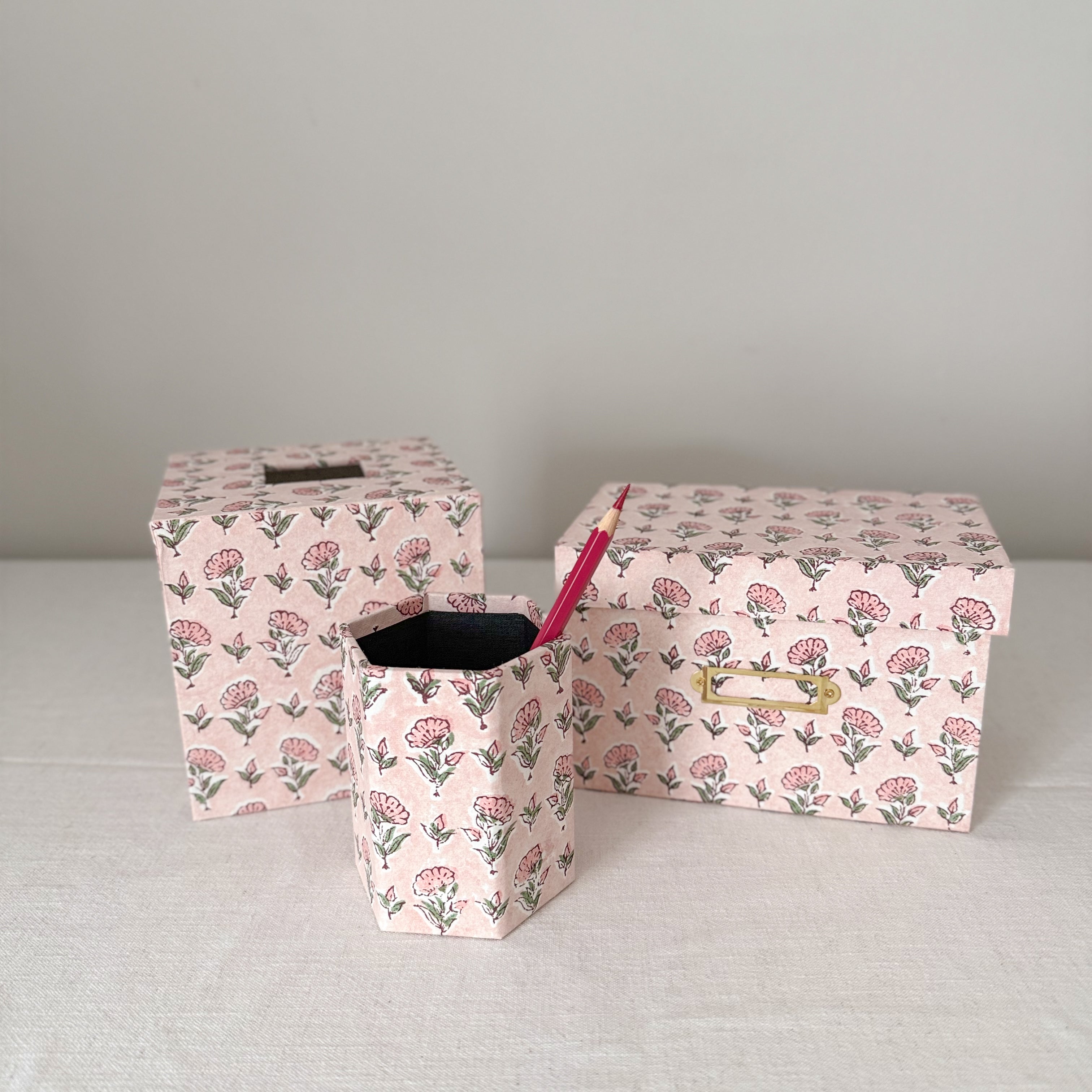 Floral Tissue Box Cover — Block Print