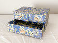 Marbled Paper Drawer Box — Blue Floral