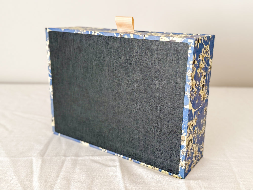 Marbled Paper Drawer Box — Blue Floral