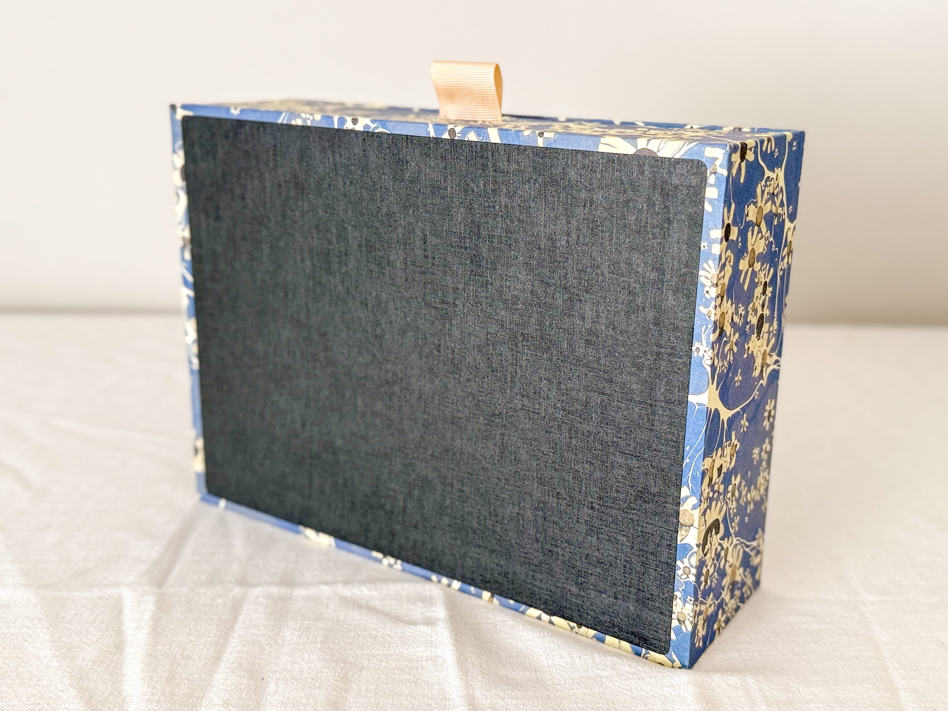 Marbled Paper Drawer Box — Blue Floral