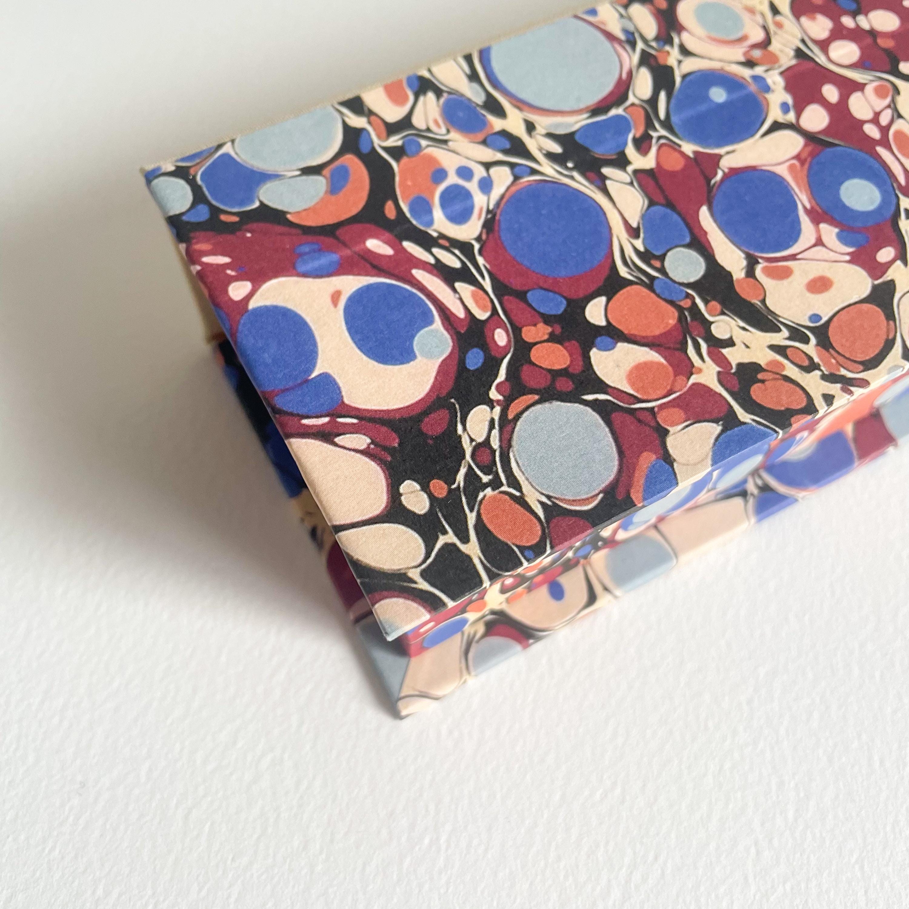 Burgundy & Blue Marbled Desk Organiser — Small