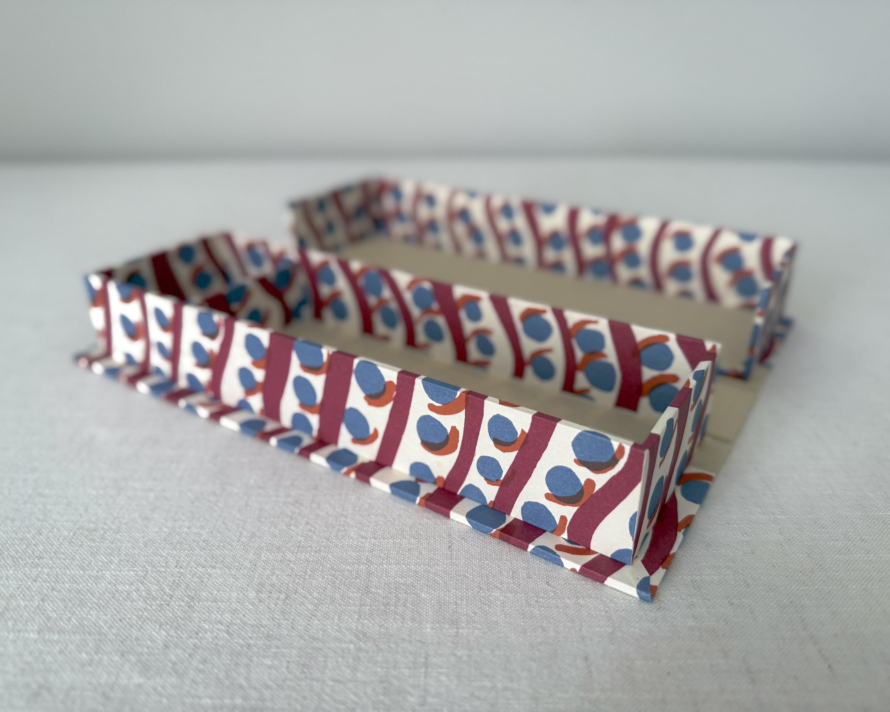 Burgundy & Blue Desk Organiser — Large