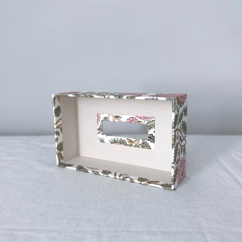 Peony tissue box cover rectangular open base view – Making SAGAK