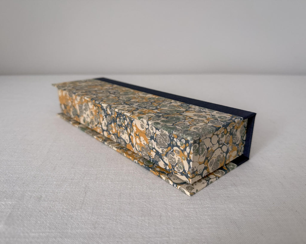 Mustard Yellow Marbled Desk Organiser — Large