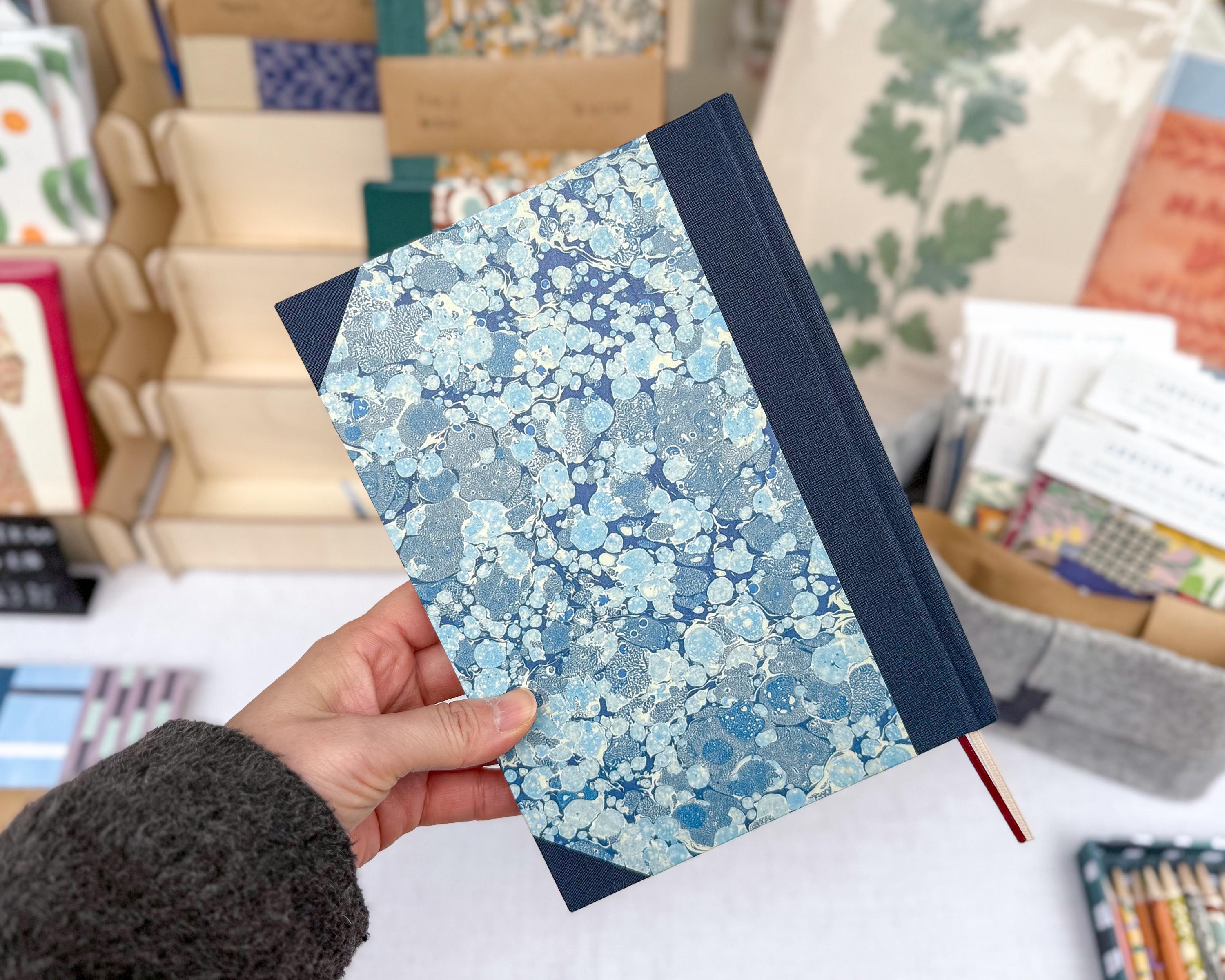 Blue Marbled Hardcover Notebook — A5