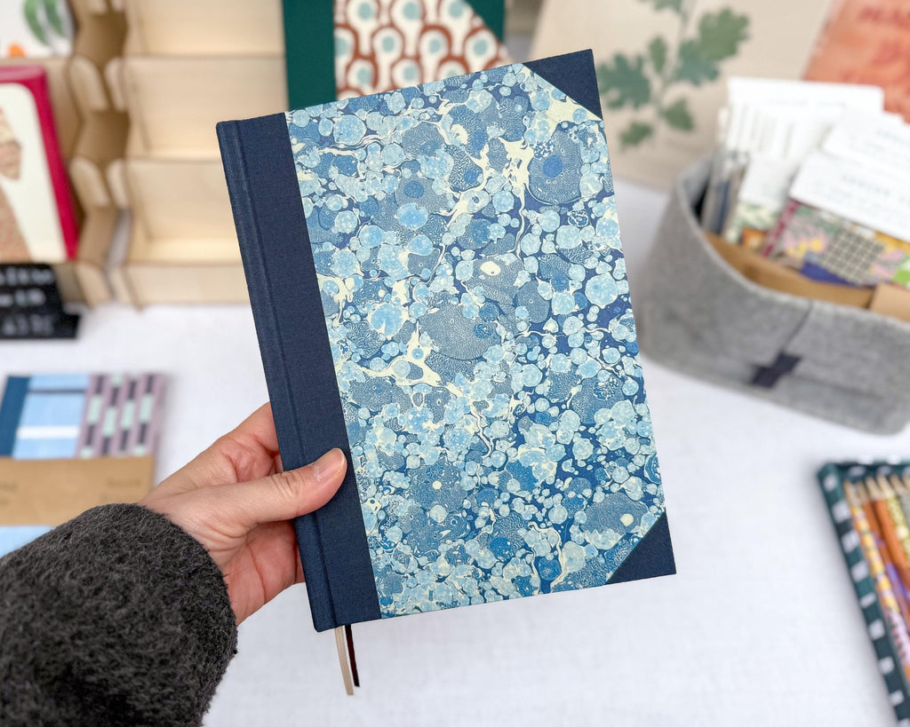 Blue Marbled Hardcover Notebook — A5