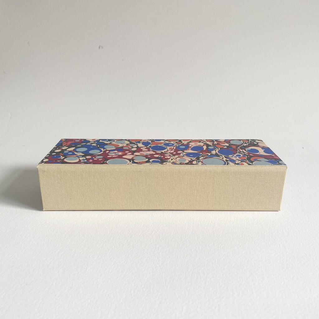 Burgundy & Blue Marbled Desk Organiser — Small