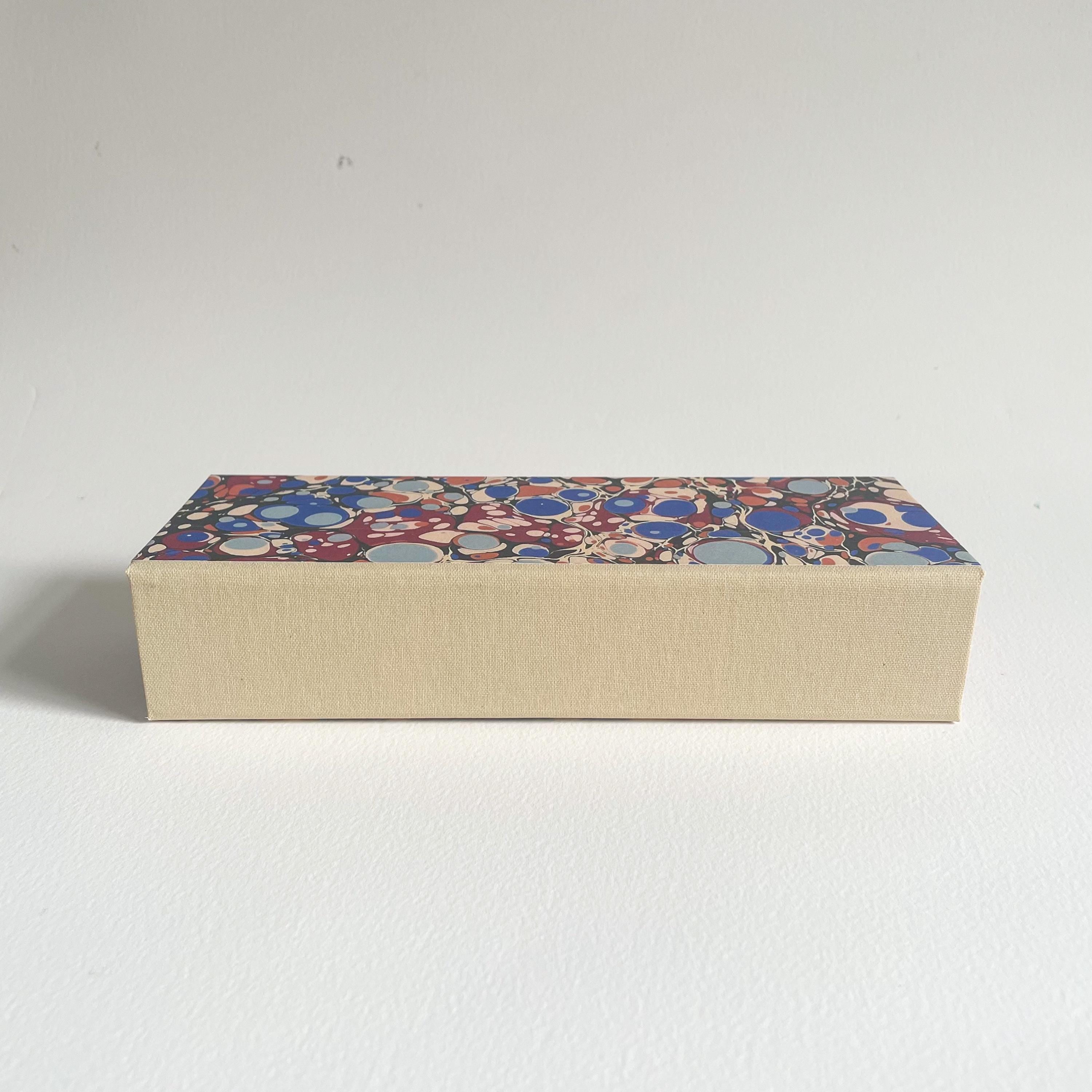 Burgundy & Blue Marbled Desk Organiser — Small