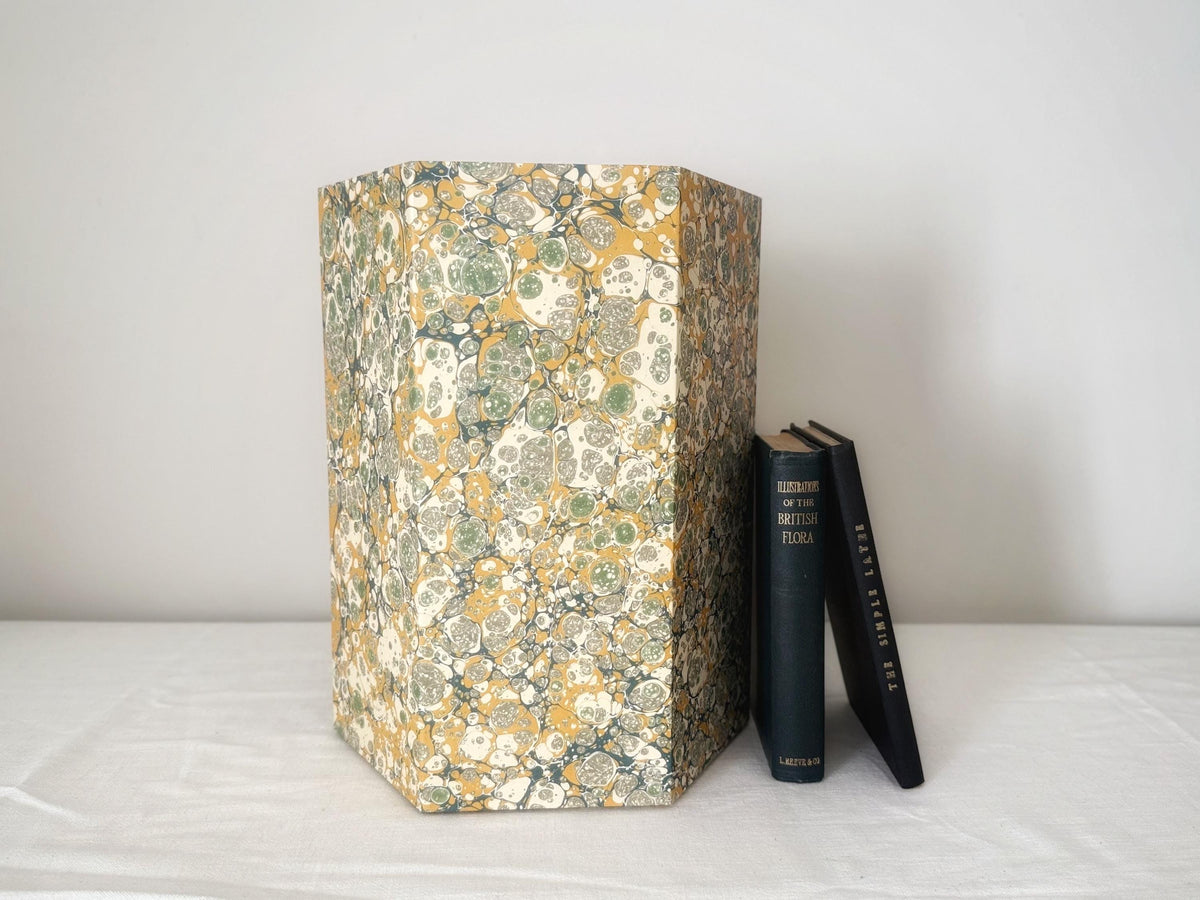 Marbled Desk Set — Tissue Box Cover, Waste Bin & Pen Pot