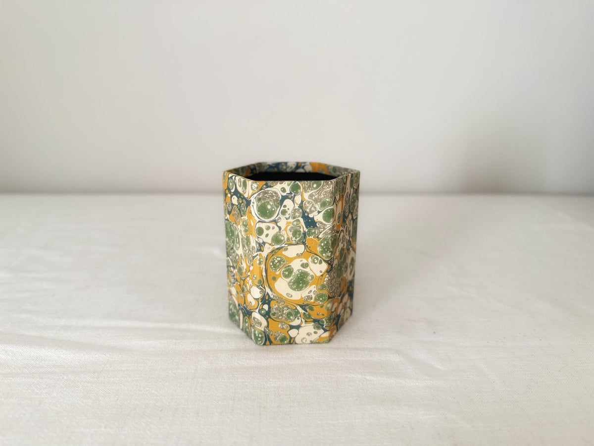 Marbled Desk Set — Tissue Box Cover, Waste Bin & Pen Pot