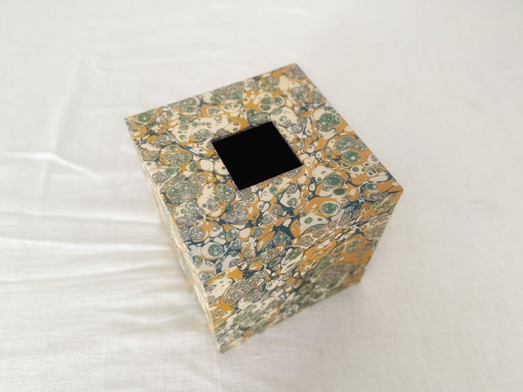 Marbled Desk Set — Tissue Box Cover, Waste Bin & Pen Pot