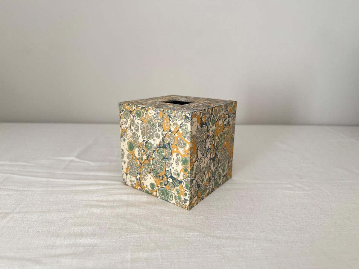 Marbled Desk Set — Tissue Box Cover, Waste Bin & Pen Pot