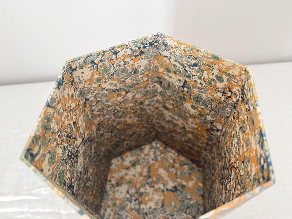 Marbled Desk Set — Tissue Box Cover, Waste Bin & Pen Pot