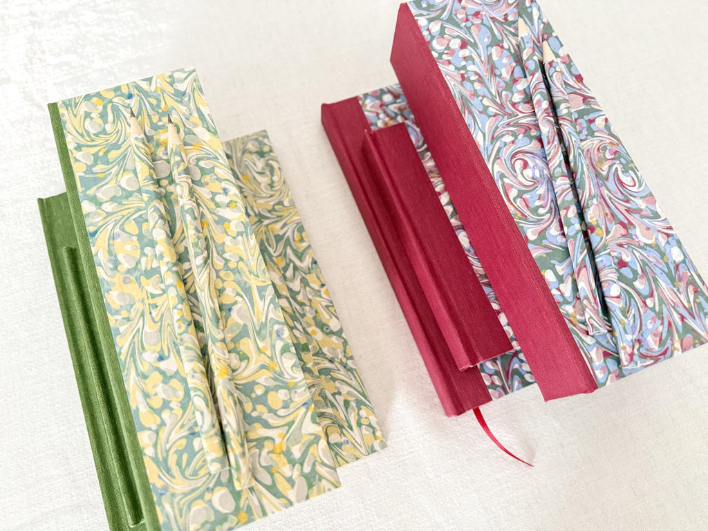 Hand Bound Notebook A5 A6, Lined or Plain Recycled Paper Journal, Green
