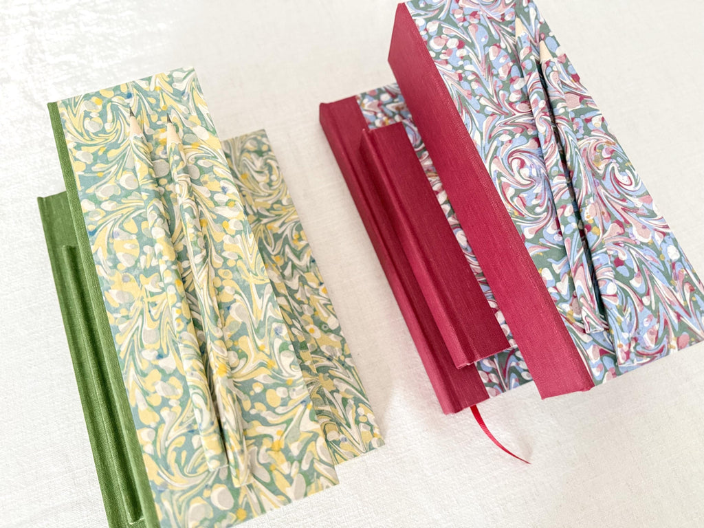 Green Clamshell Desk Organiser, Stationery Storage Box, Matching Desk Set with Notebooks
