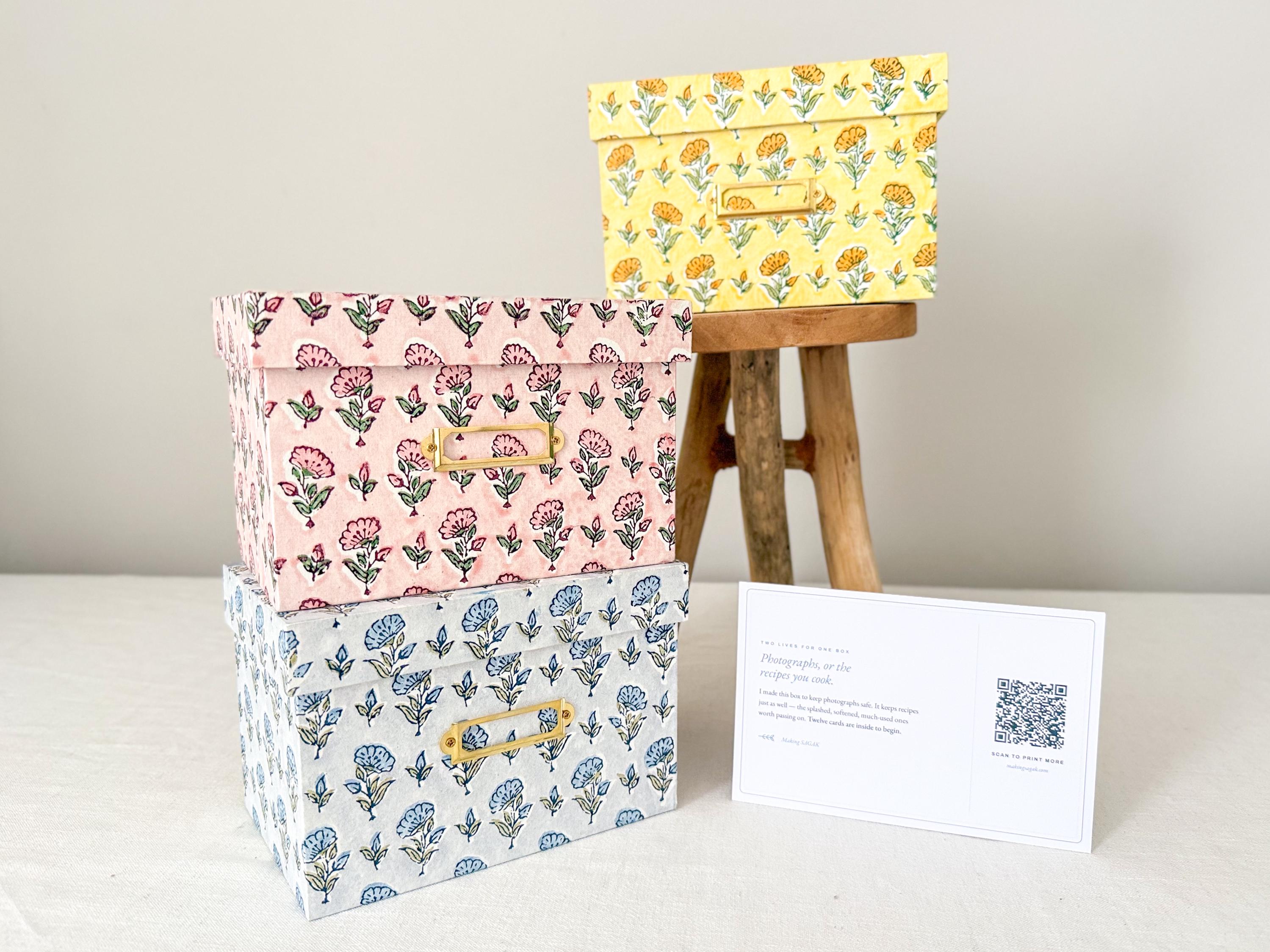 Photo Storage Box for 4x6 Prints, Recipe Card Box, Floral Keepsake Box
