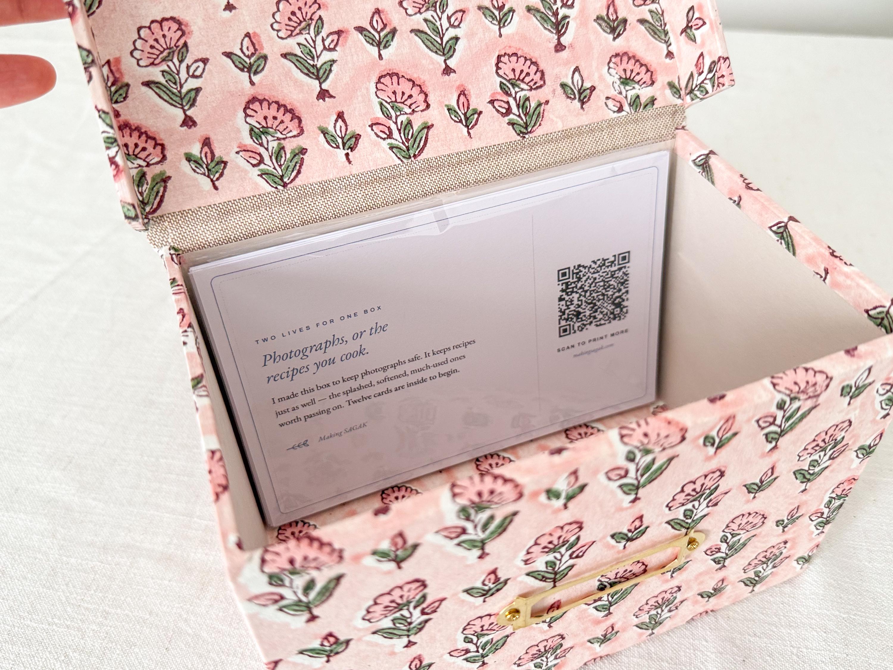Photo Storage Box for 4x6 Prints, Recipe Card Box, Floral Keepsake Box