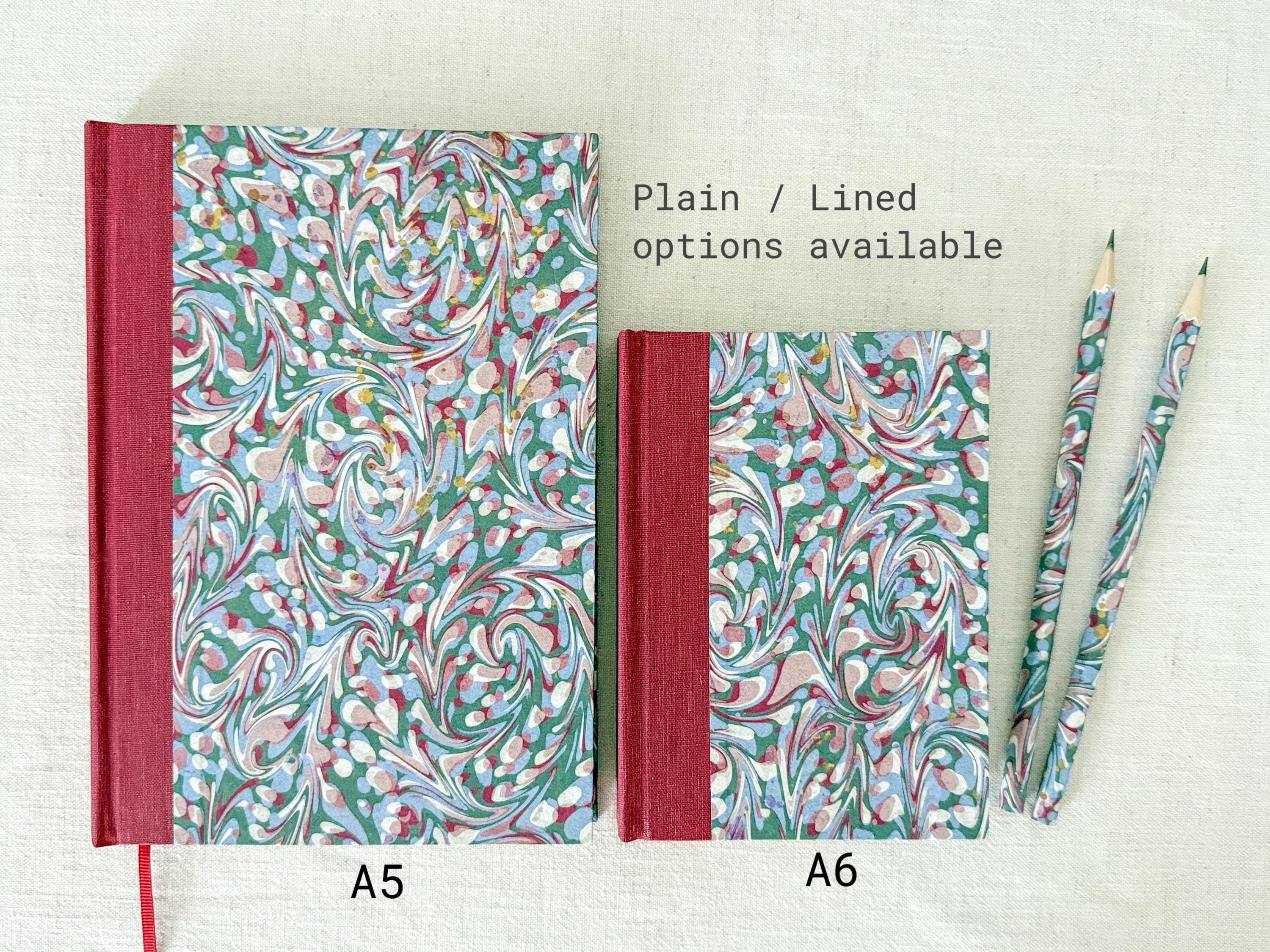 Hand Bound Notebook A5 A6, Lined or Plain Recycled Paper Journal, Confetti