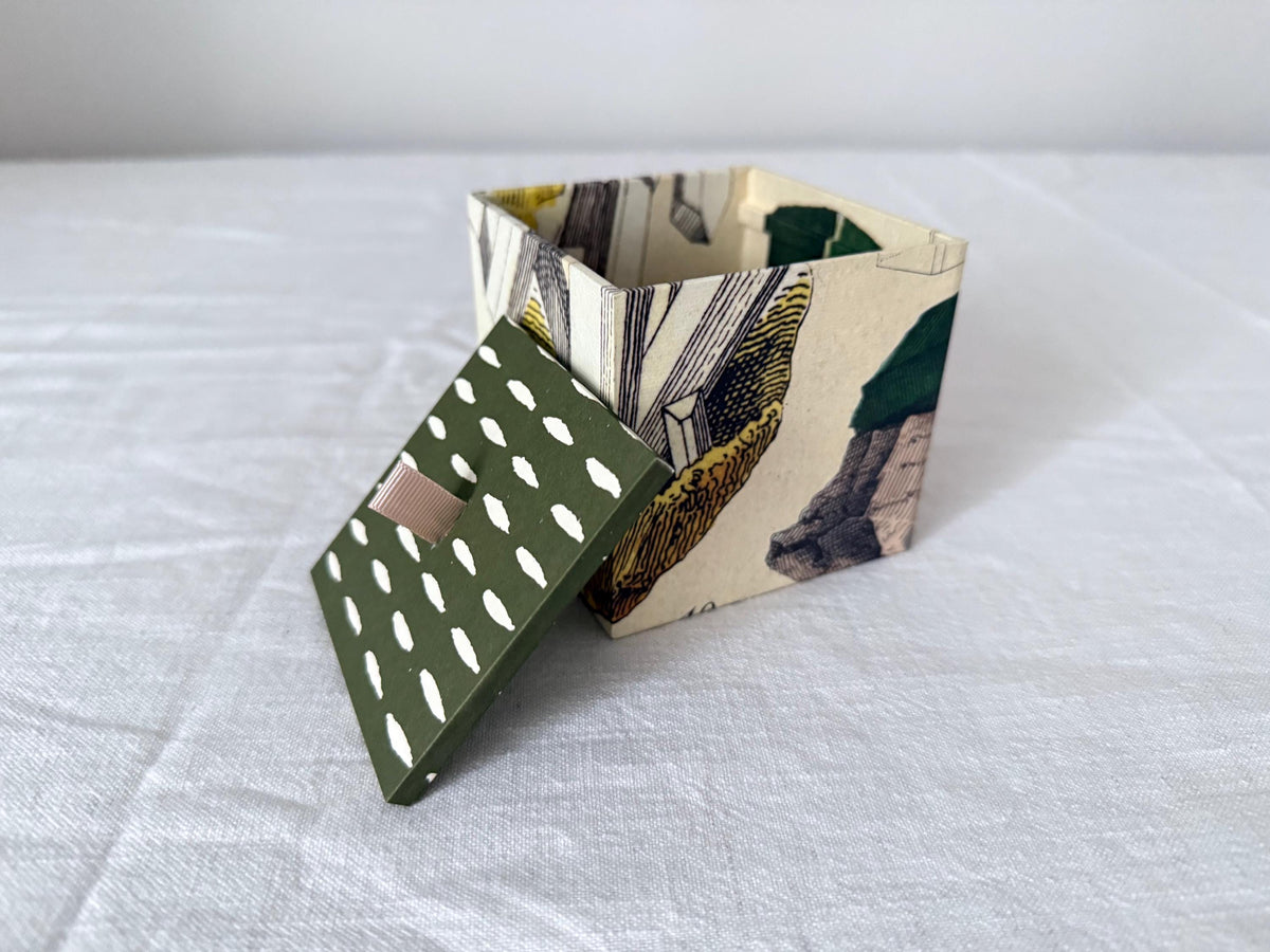 Handmade Mini Storage Box with Lid, Floral or Mineral Pattern